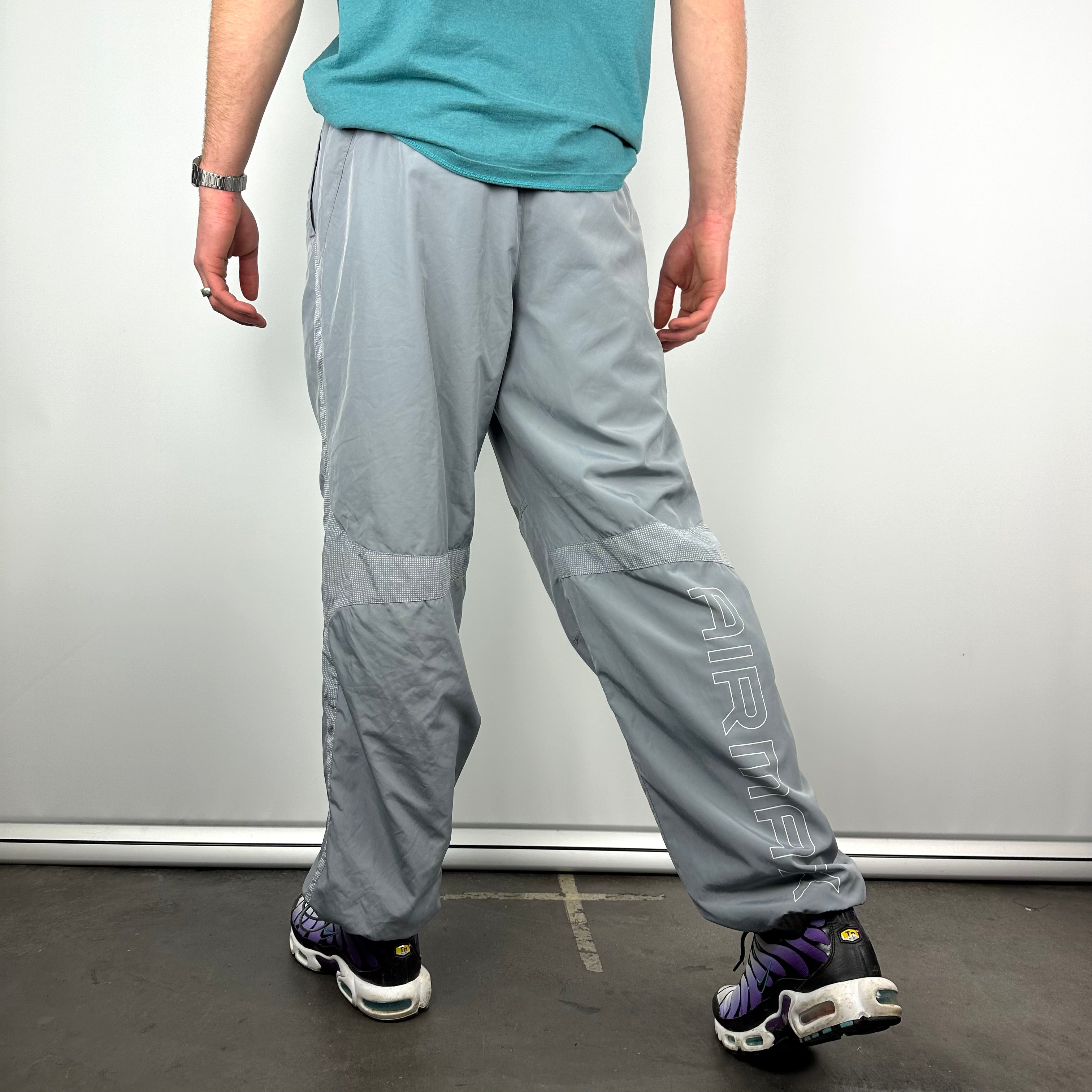 Nike Air Max Grey Embroidered Swoosh Track Pants (L)