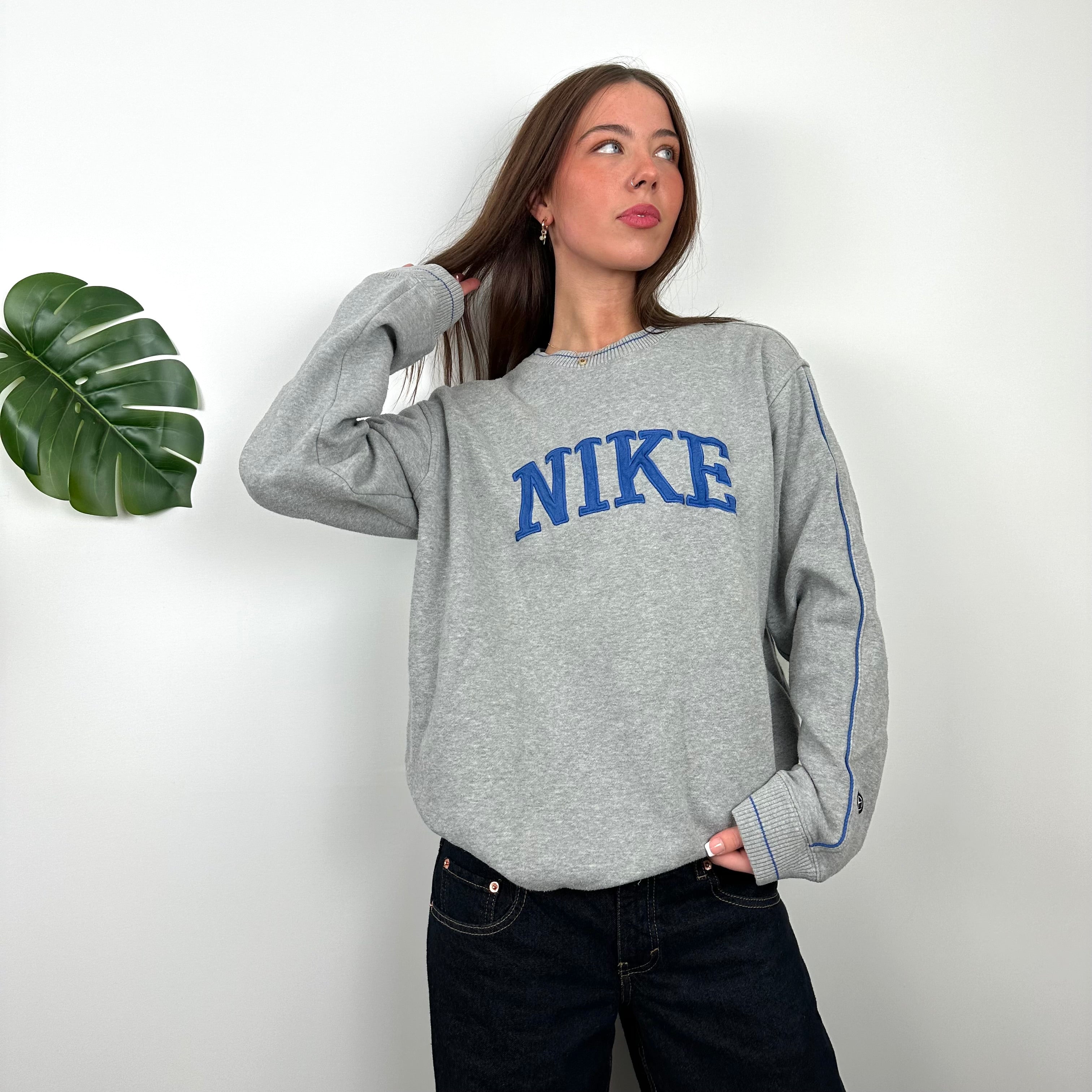 Nike Grey Embroidered Spell Out Sweatshirt (L)