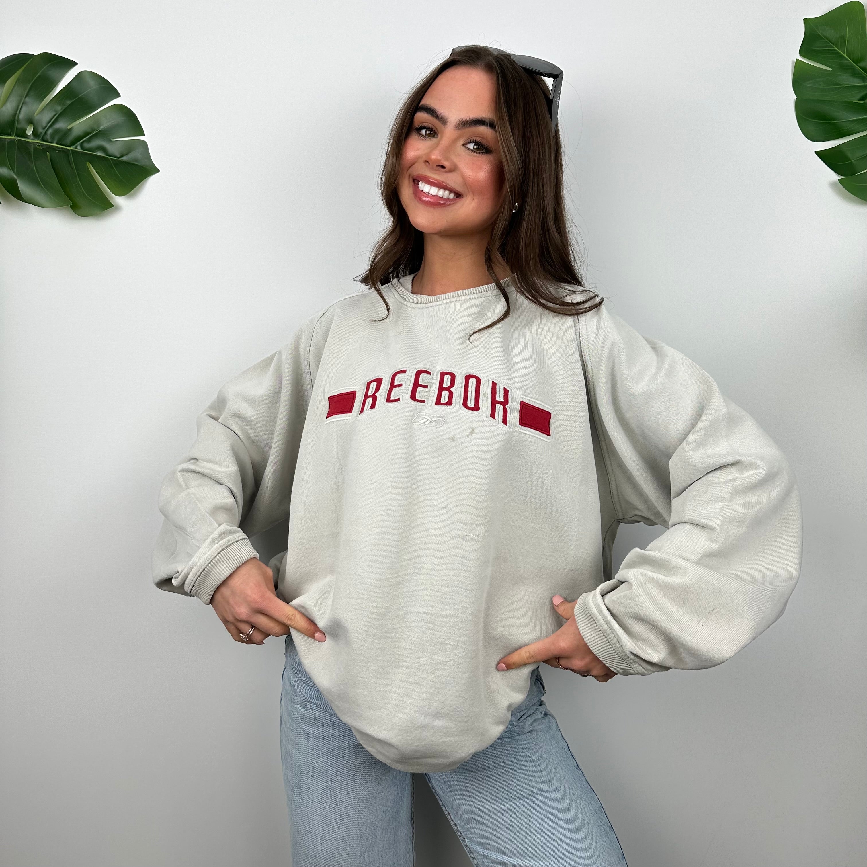 Reebok Grey Embroidered Spell Out Sweatshirt (L)