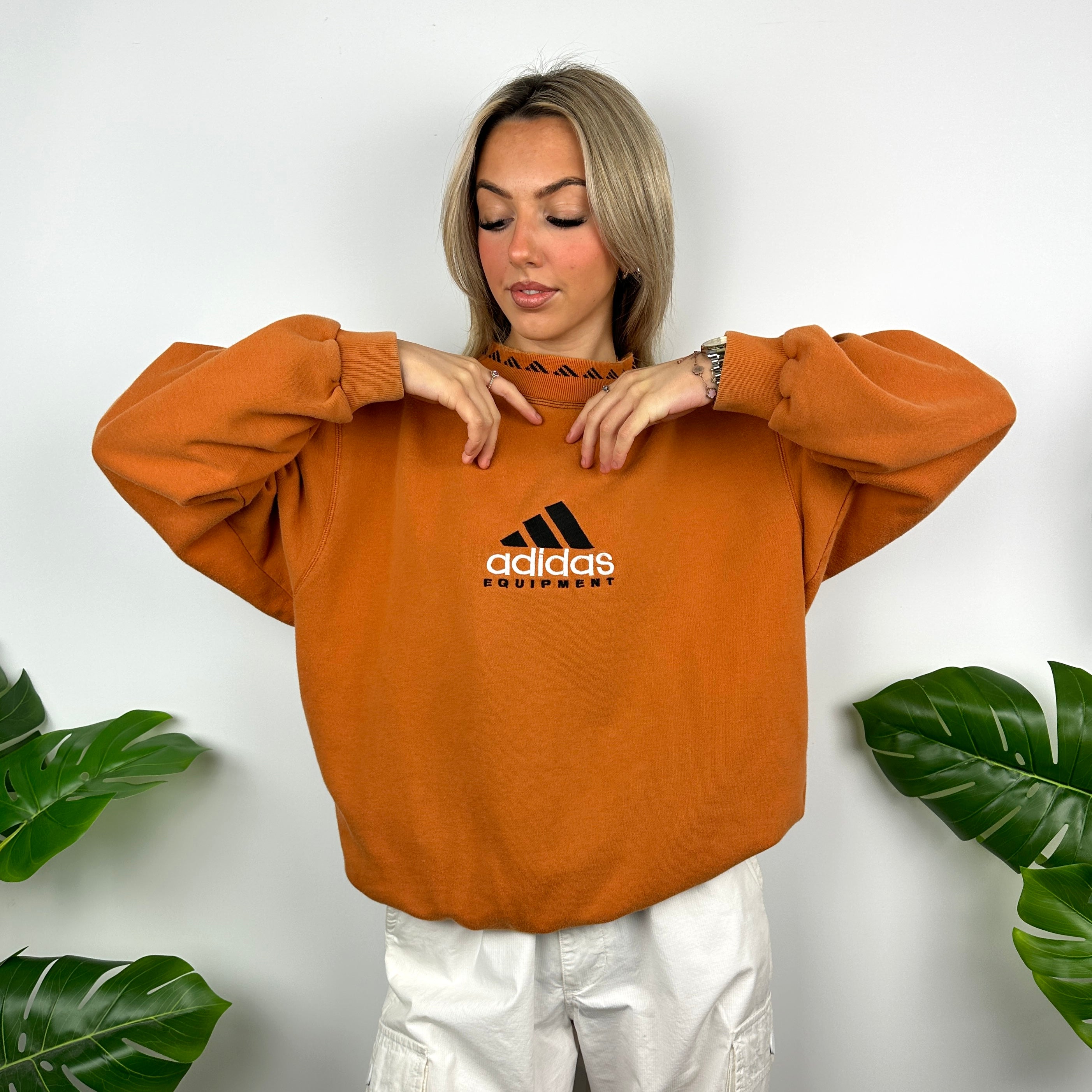 Adidas Equipment RARE Orange Embroidered Spell Out Sweatshirt (M)