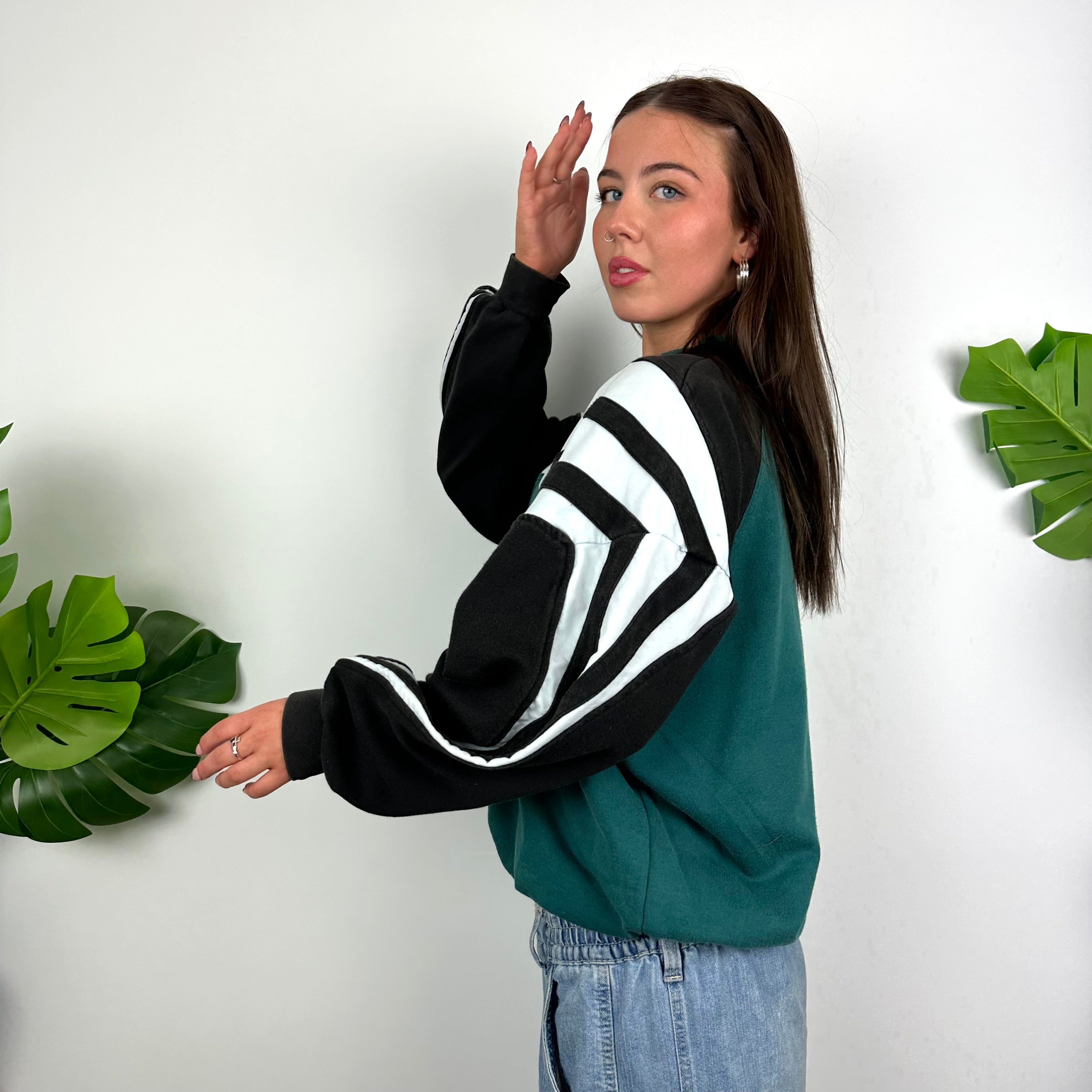 Adidas RARE Green Embroidered Spell Out Sweatshirt (M)