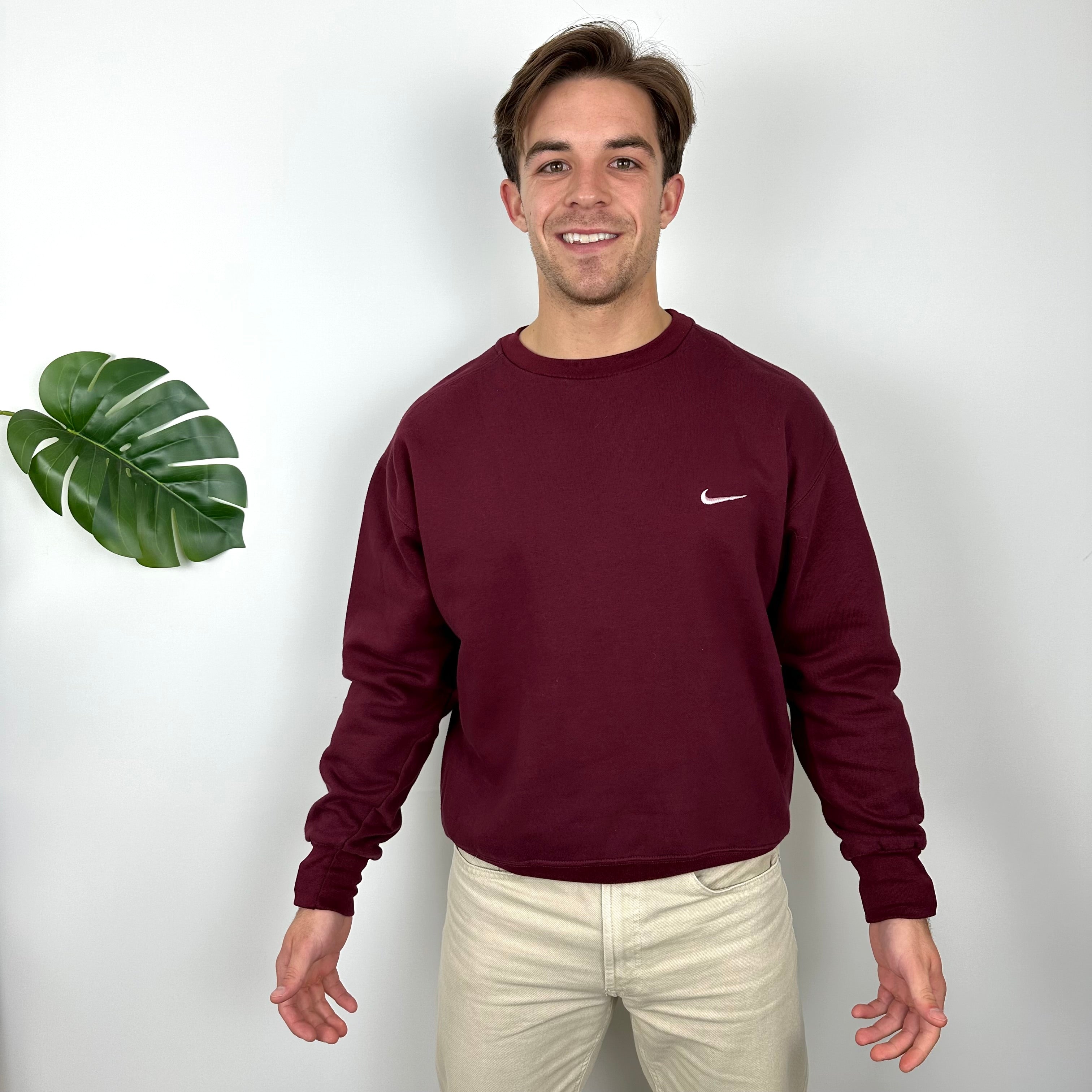 Nike Maroon Embroidered Swoosh Sweatshirt (M)