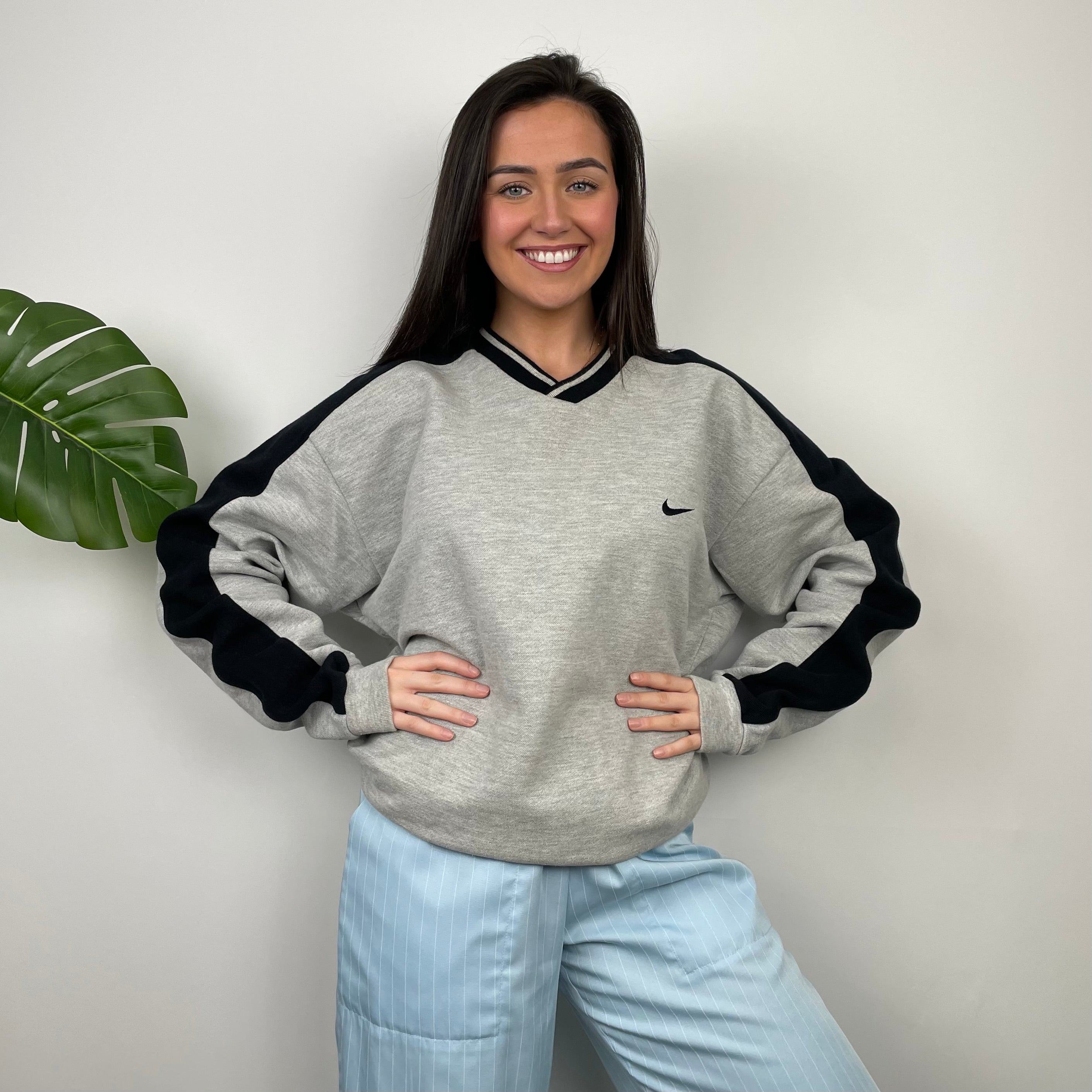 Nike Grey Embroidered Swoosh Sweatshirt (XXL)