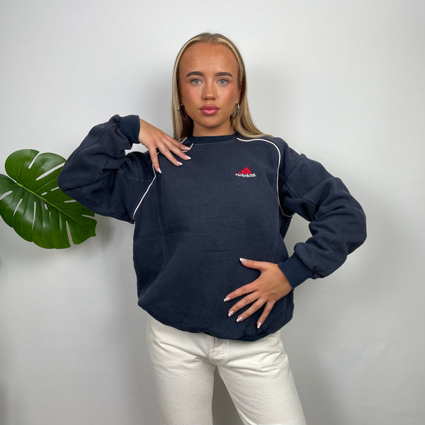 Adidas Navy Embroidered Spell Out Sweatshirt (S)