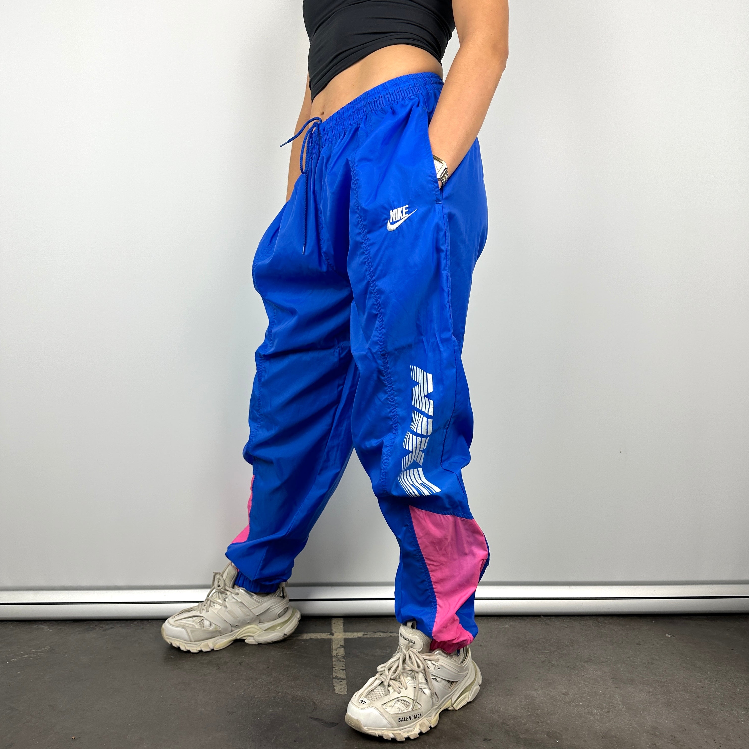 Nike Blue Embroidered Spell Out Track Pants (L)