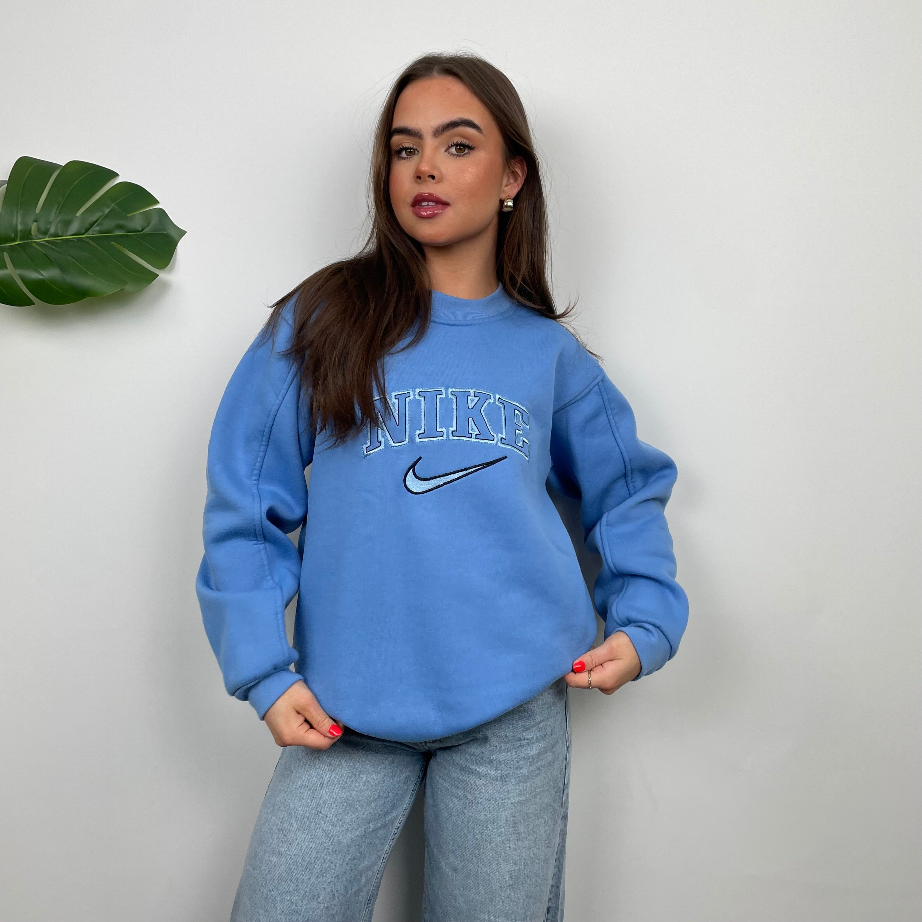 Nike Baby Blue Embroidered Spell Out Sweatshirt (L)