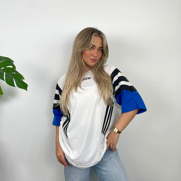 Adidas White Embroidered Spell Out T Shirt (L)
