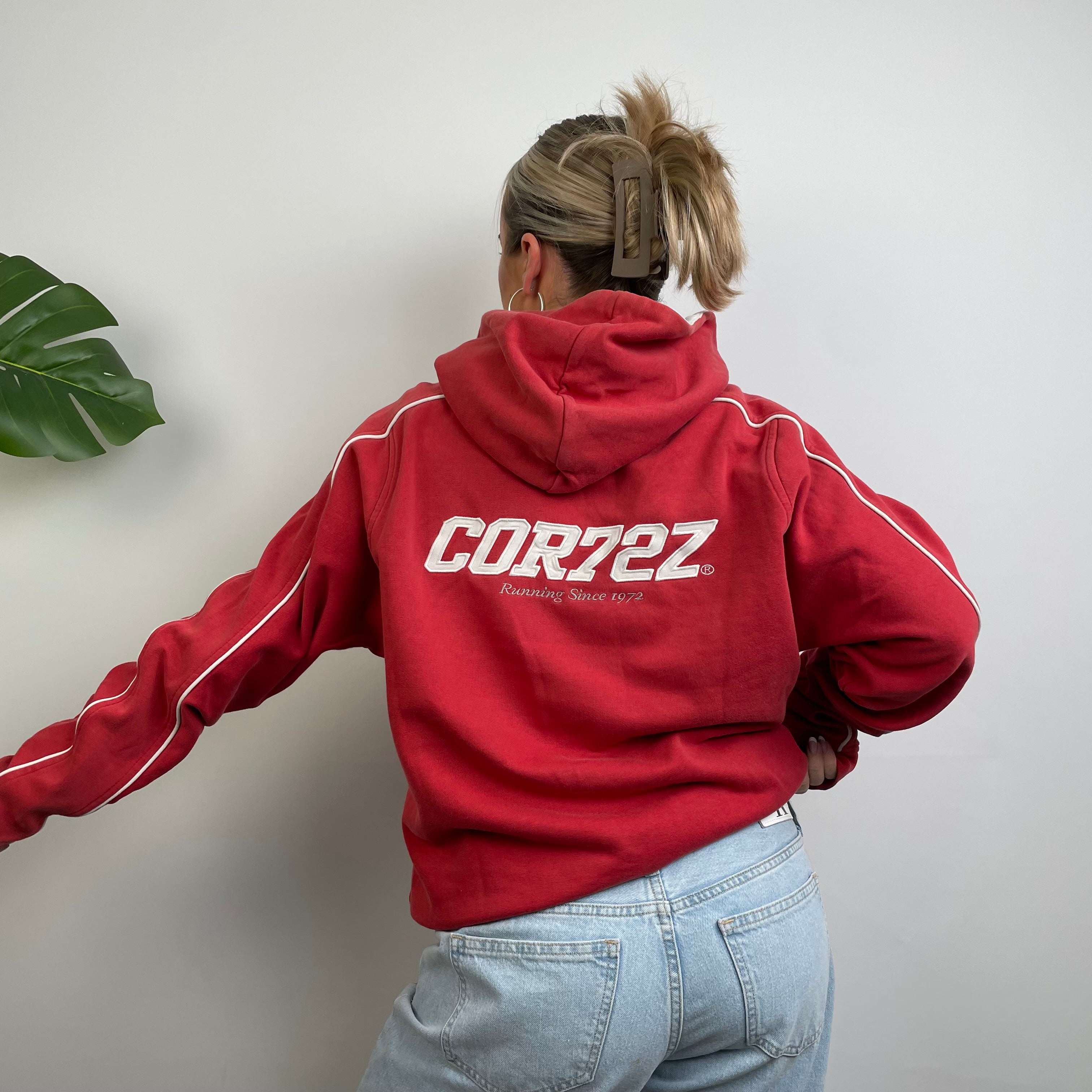 Nike Cortez RARE Red Embroidered Spell Out Hoodie (S)