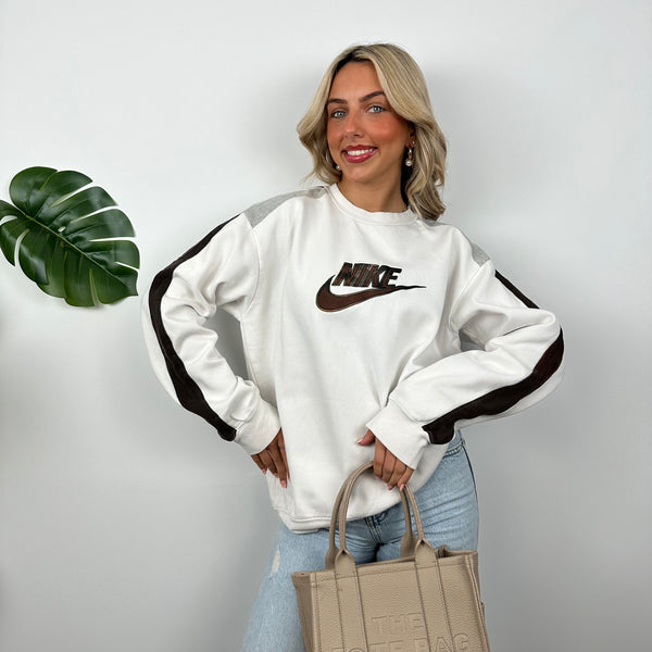 Nike RARE White Embroidered Spell Out Sweatshirt (S)