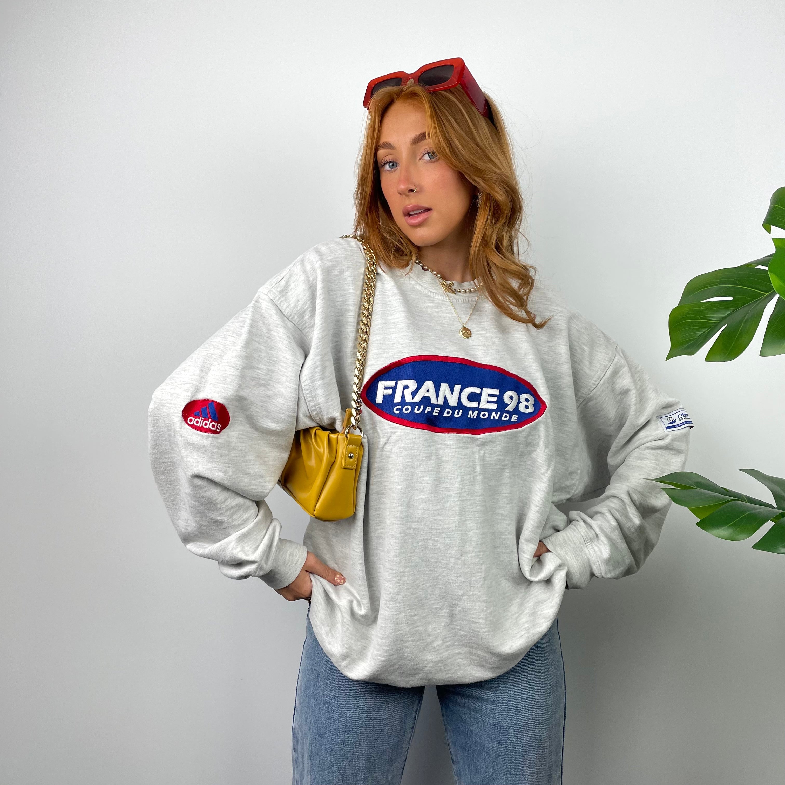 Adidas x Football World Cup France 1998 RARE Grey Embroidered Spell Out Sweatshirt (M)