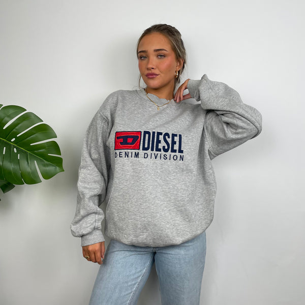 Diesel Grey Embroidered Spell Out Sweatshirt (XL)