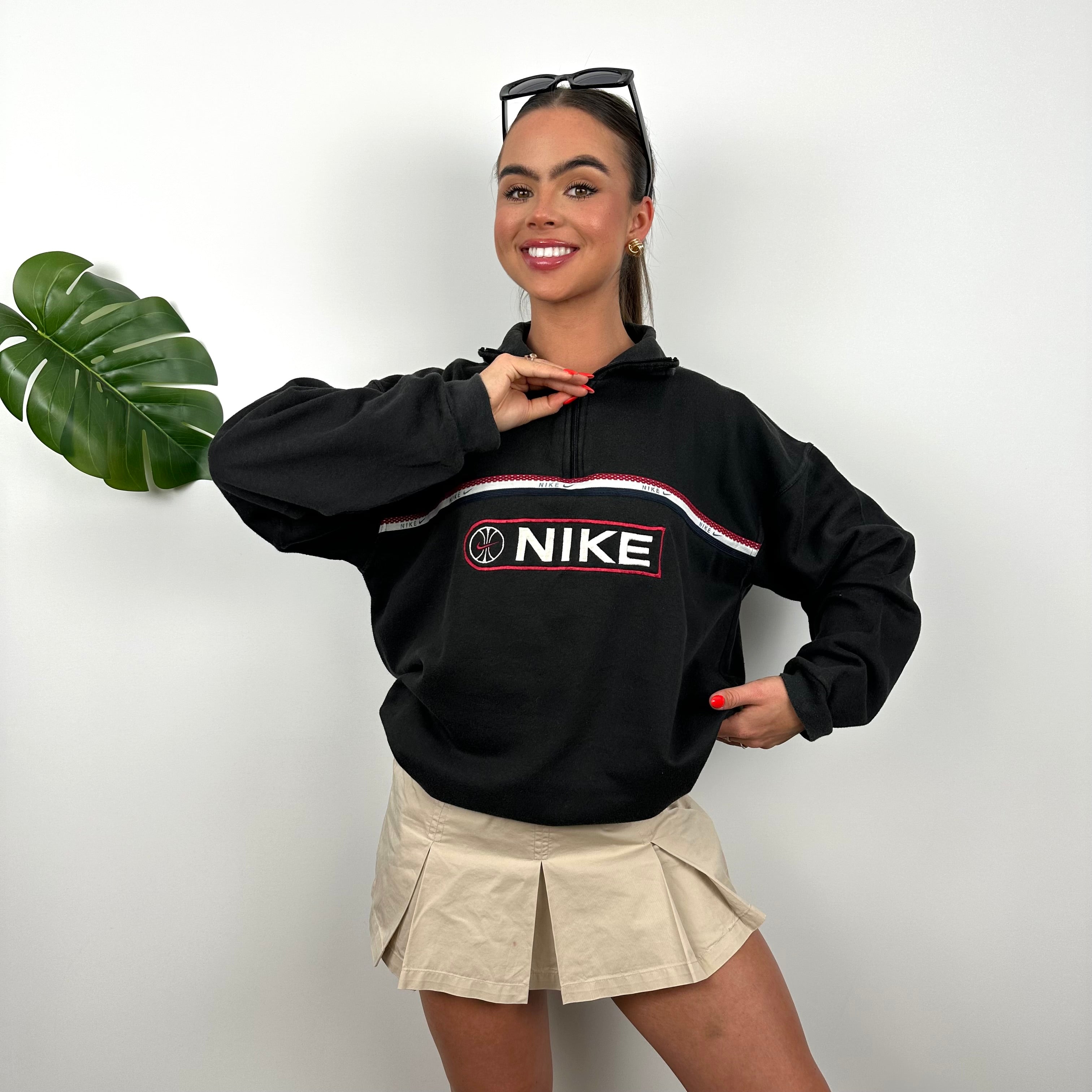 Nike Black Embroidered Swoosh Quarter Zip (M)