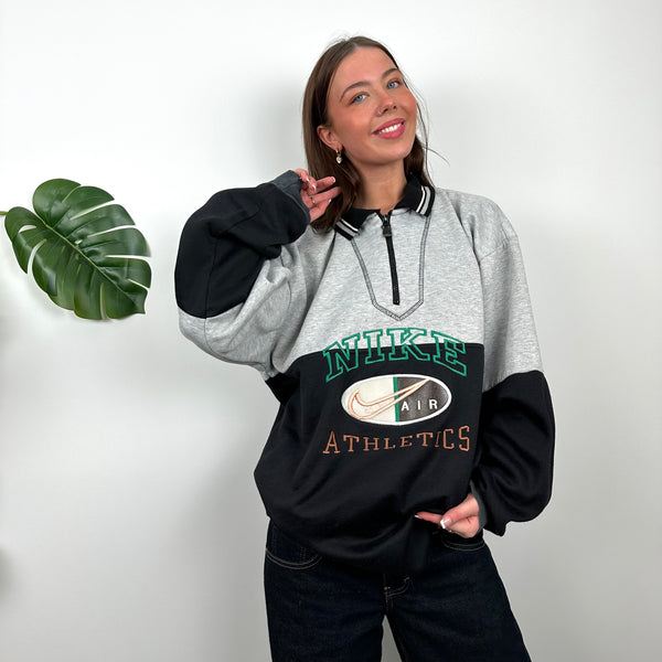 Nike Black Embroidered Spell Out Quarter Zip Sweatshirt (L)