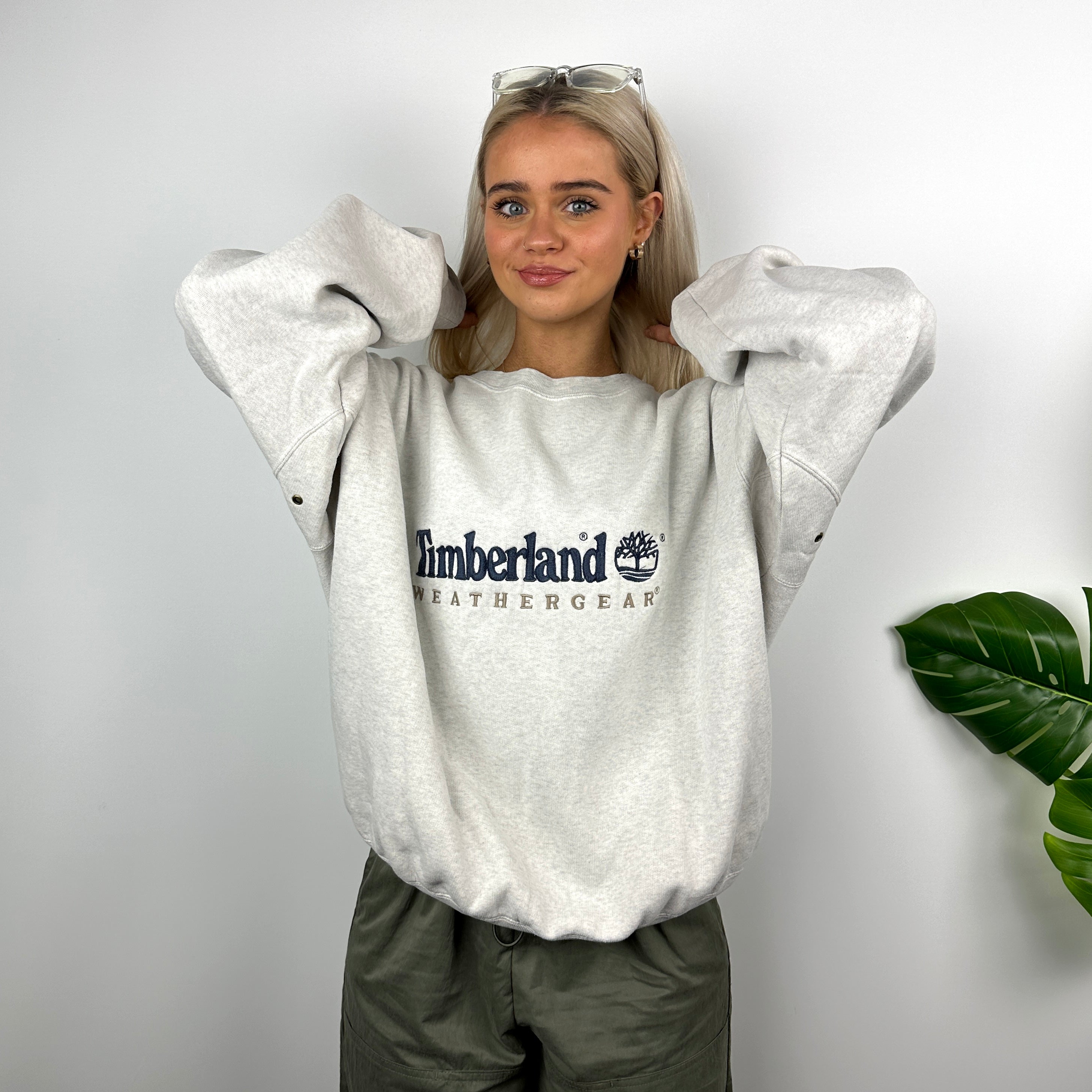 Timberland Grey Embroidered Spell Out Sweatshirt (L)