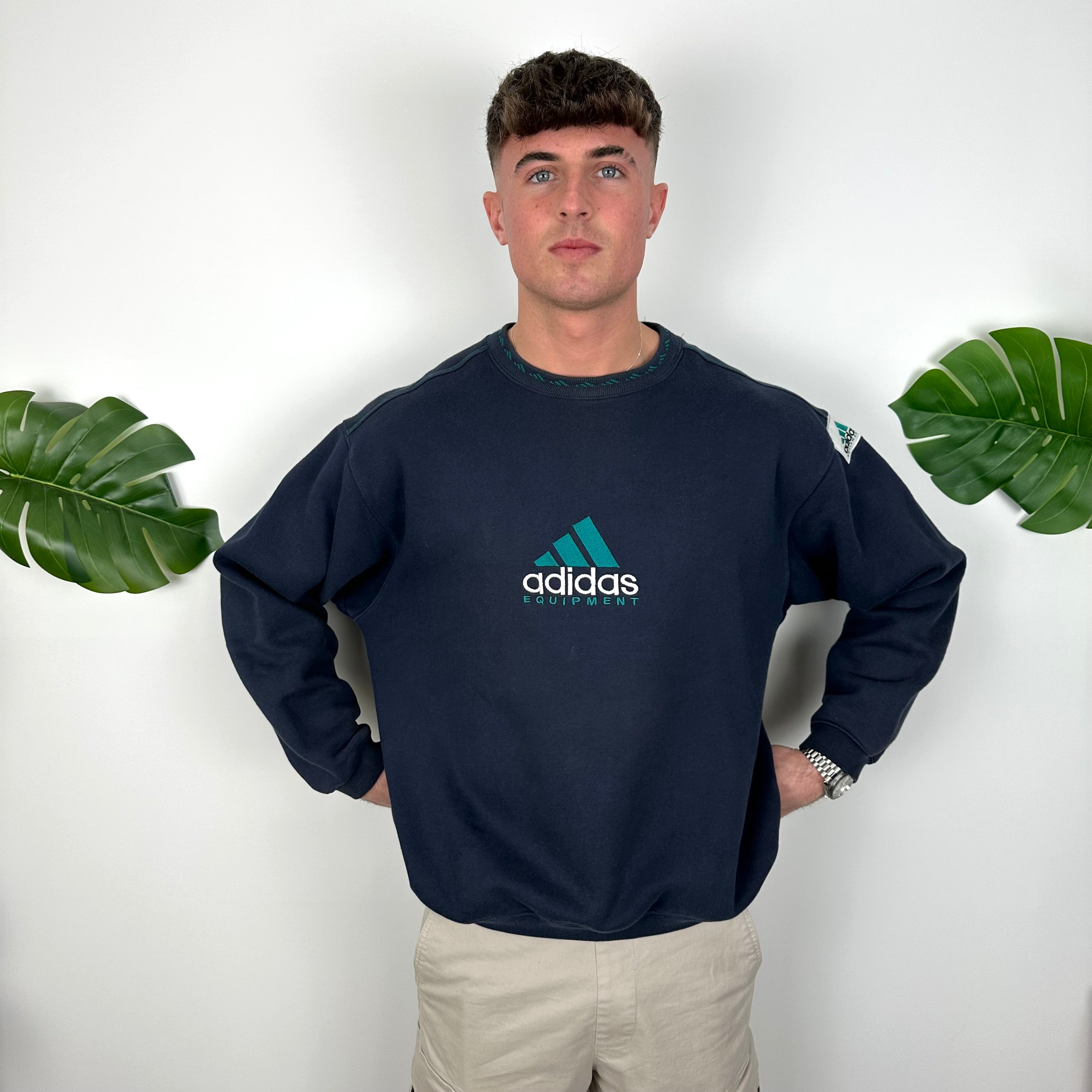 Adidas Equipment Navy Embroidered Spell Out Sweatshirt (M)