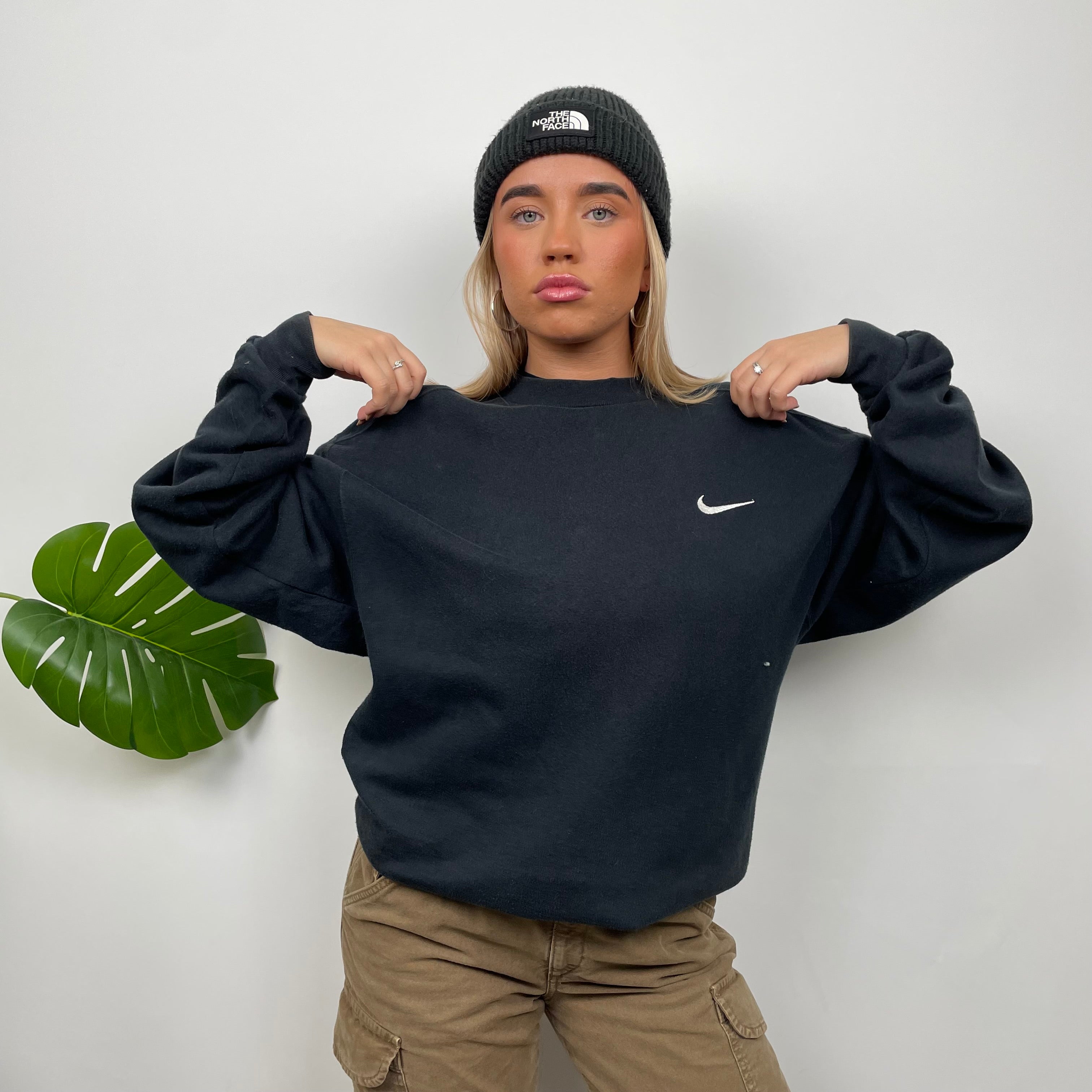 Nike Black Embroidered Swoosh Sweatshirt (M)