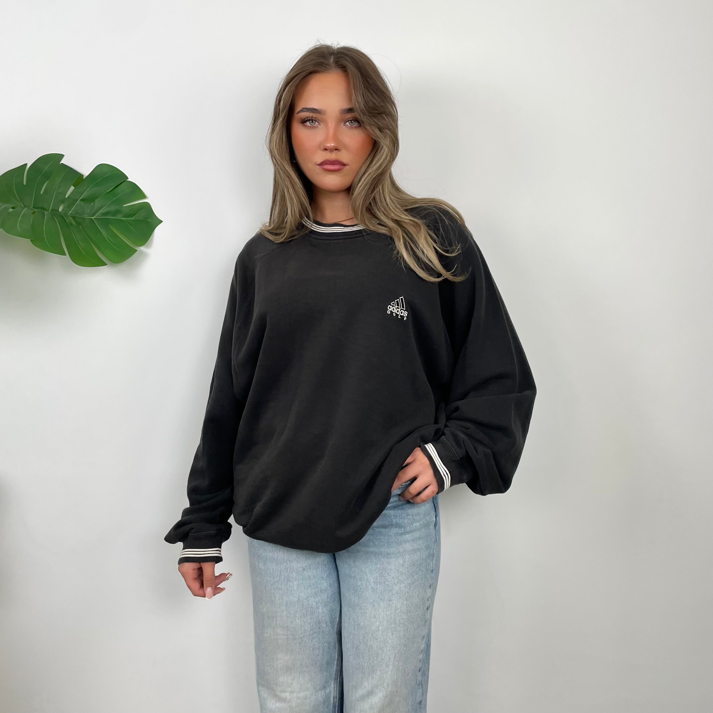 Adidas Golf RARE Black Embroidered Spell Out Sweatshirt (XL)