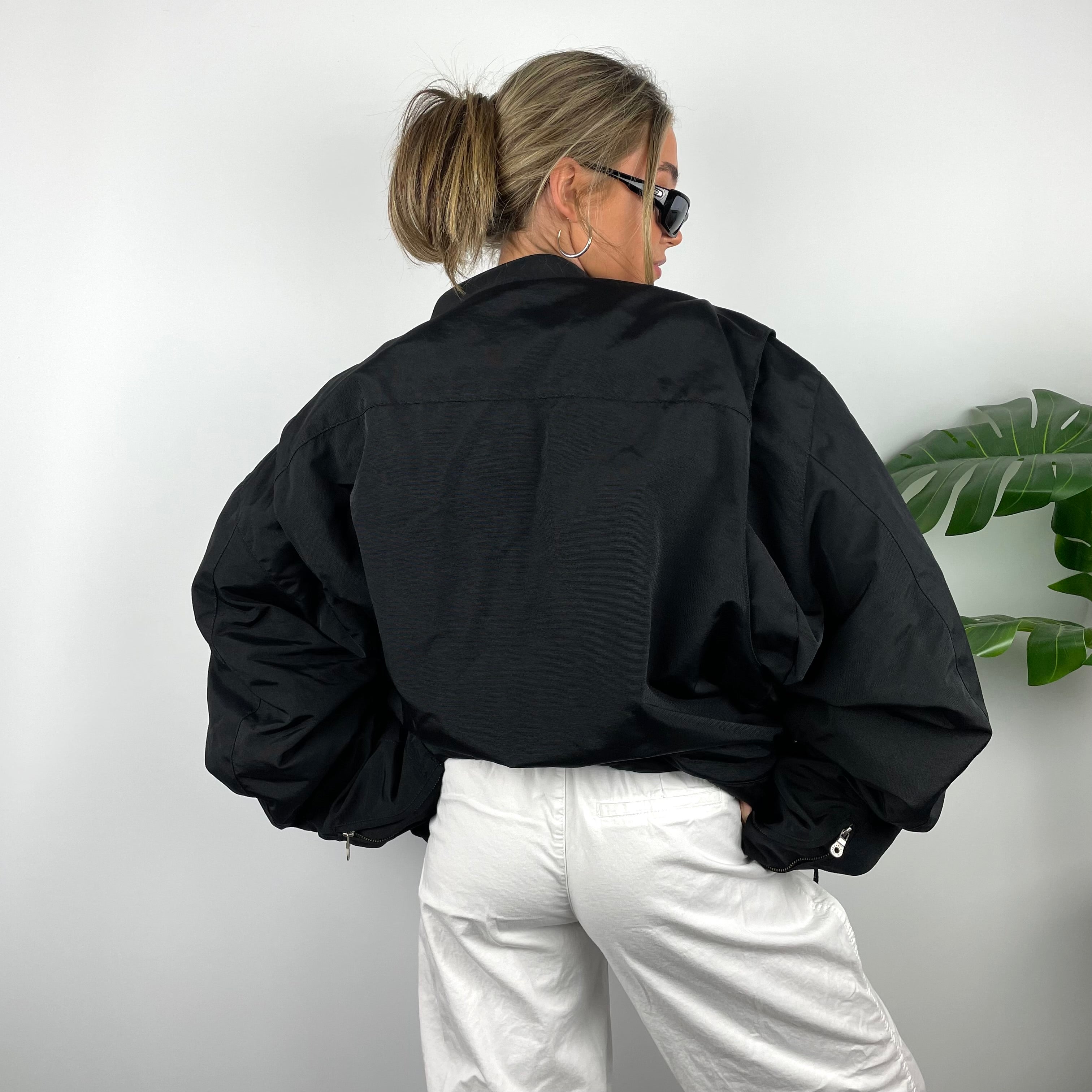Harley Davidson RARE Black Embroidered Spell Out Zip Up Jacket (XXL)