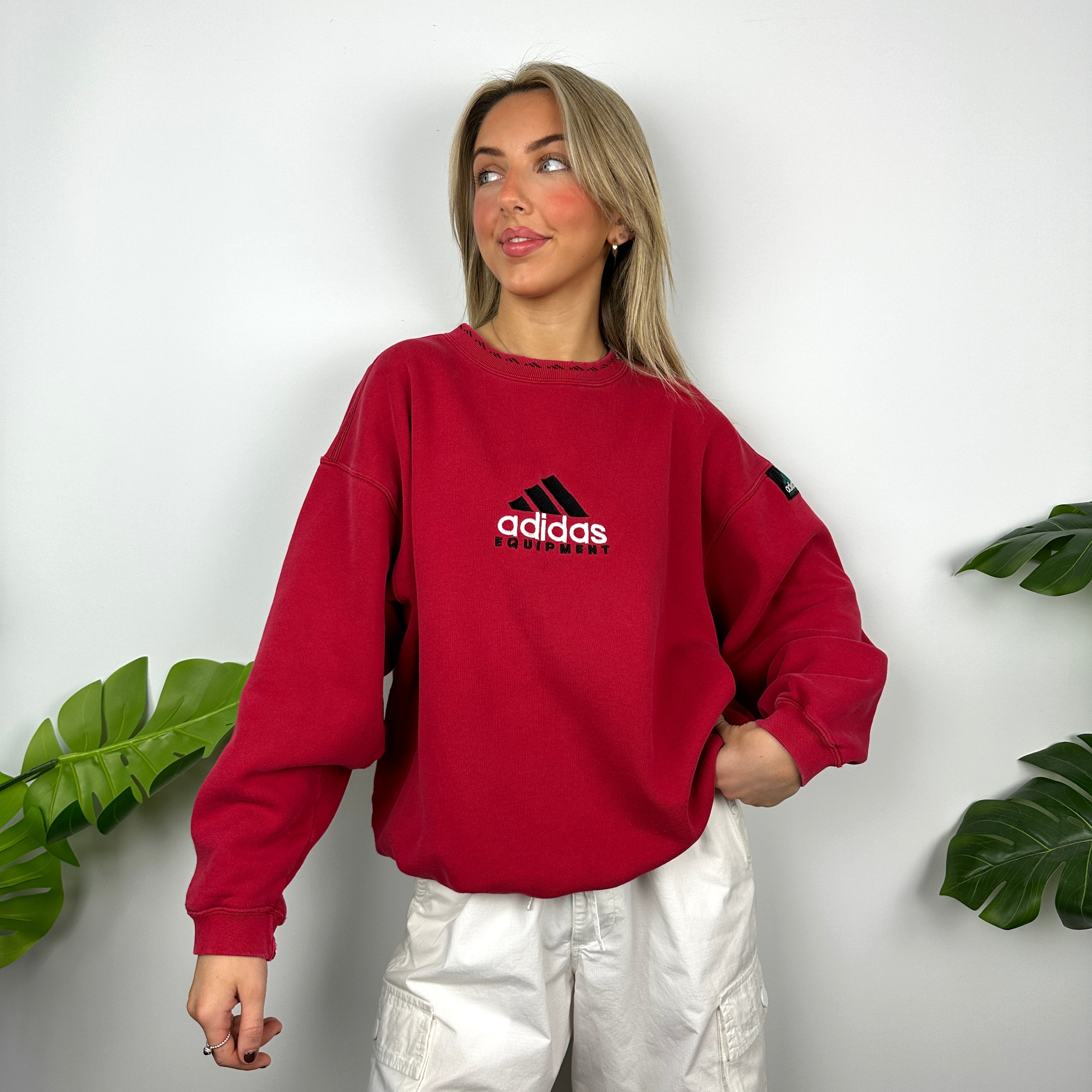 Adidas Equipment RARE Red Embroidered Spell Out Sweatshirt (M)