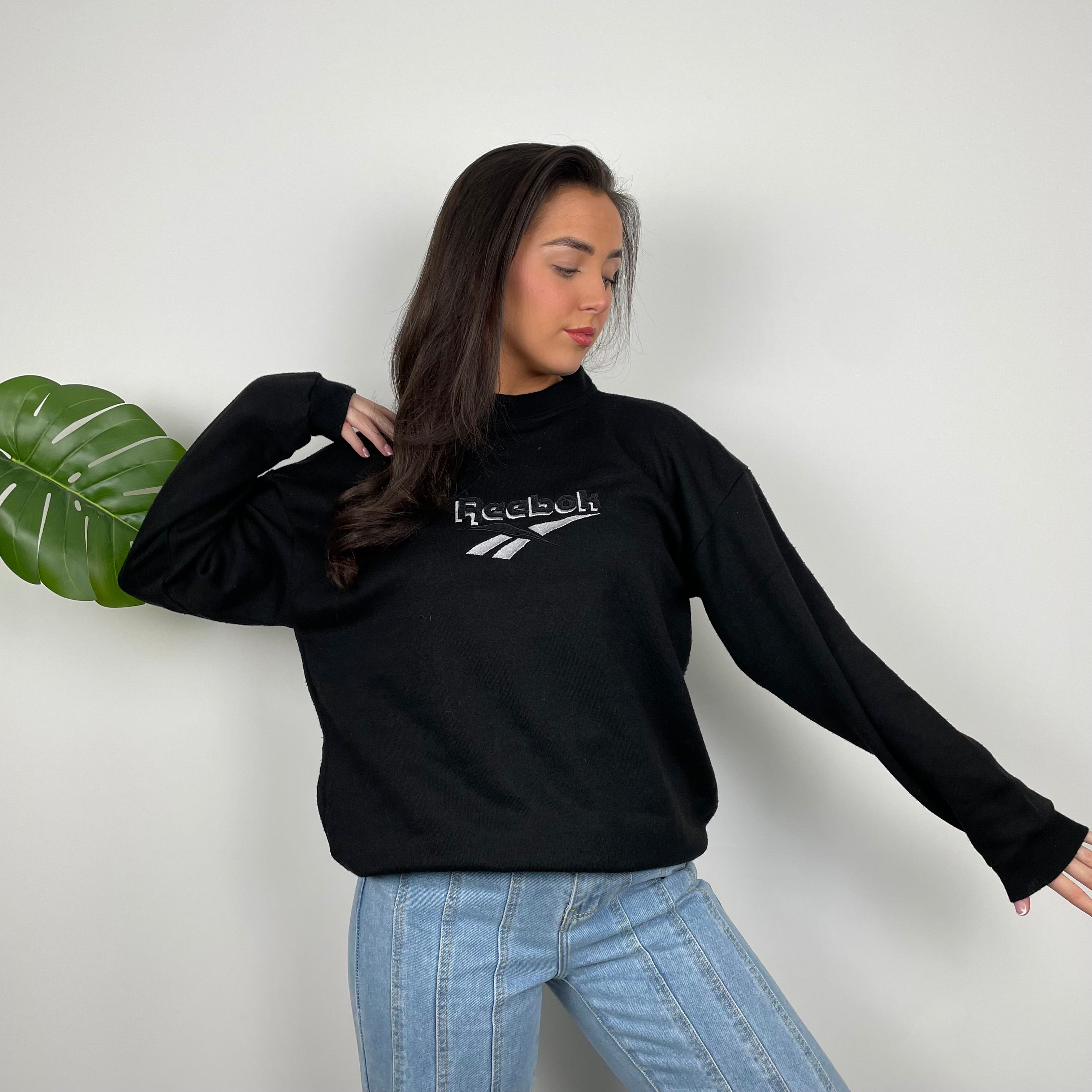 Reebok Black Embroidered Spell Out Sweatshirt (L)