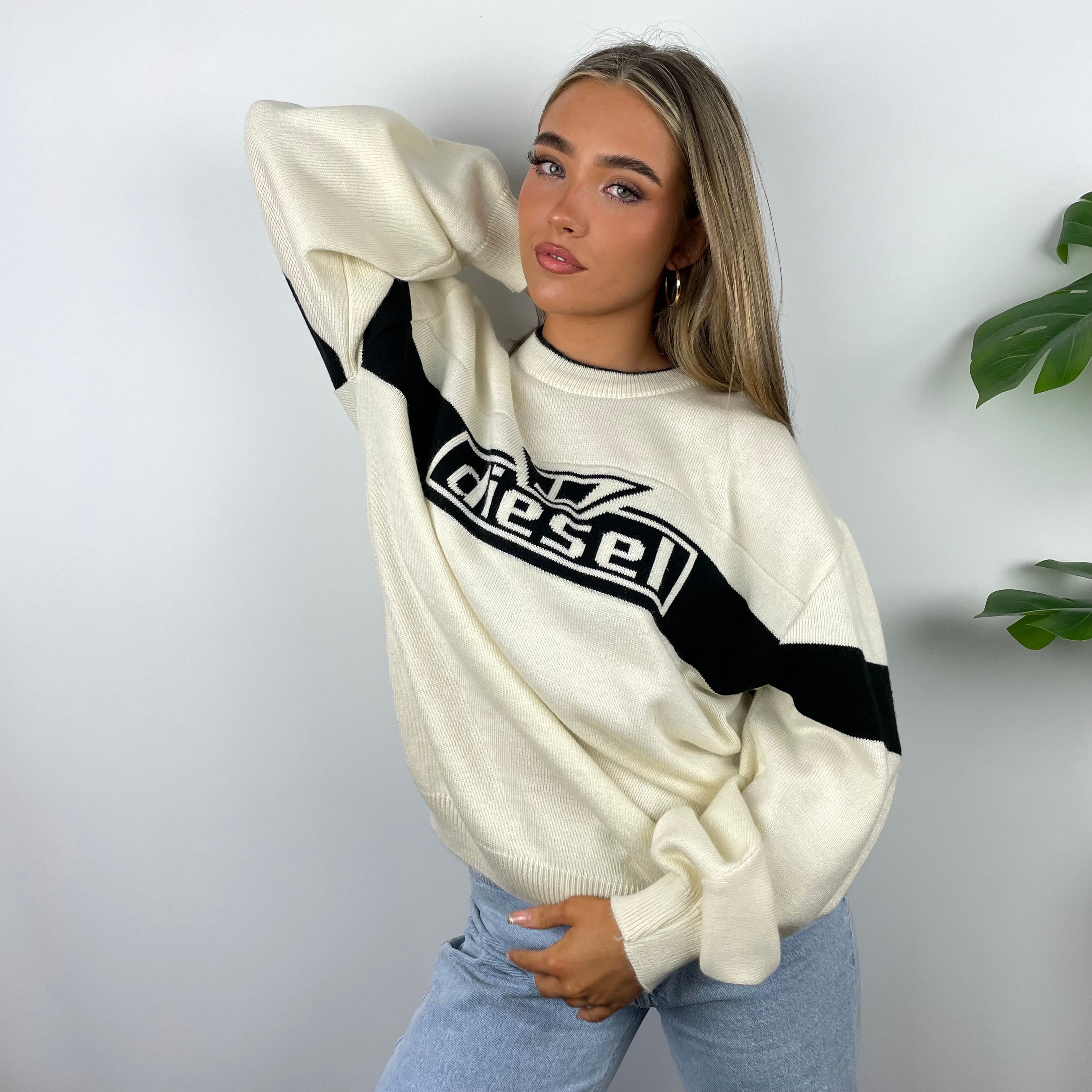 Diesel Cream Spell Out Knitted Sweater (M)