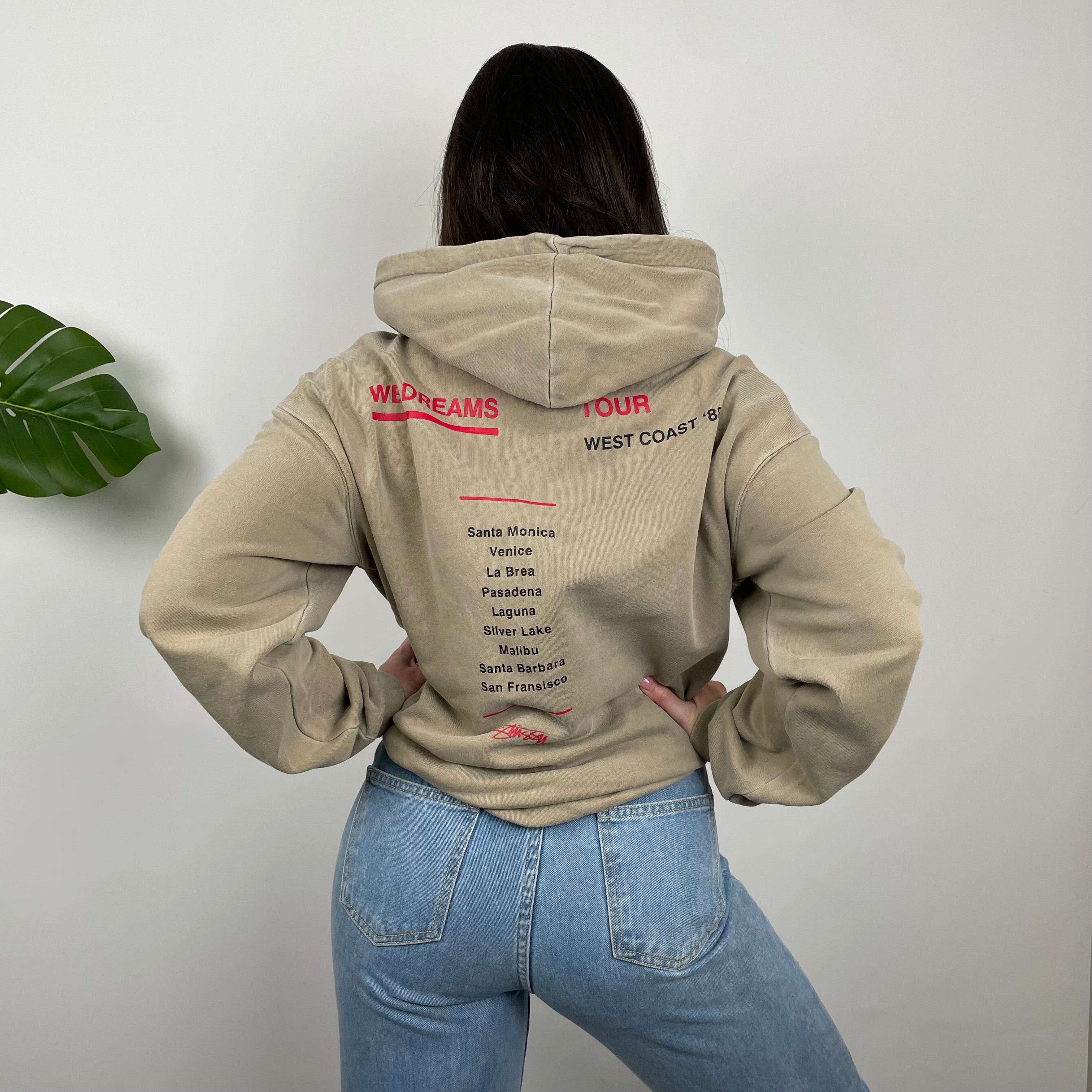 Stussy Brown Embroidered Spell Out Hoodie (L)