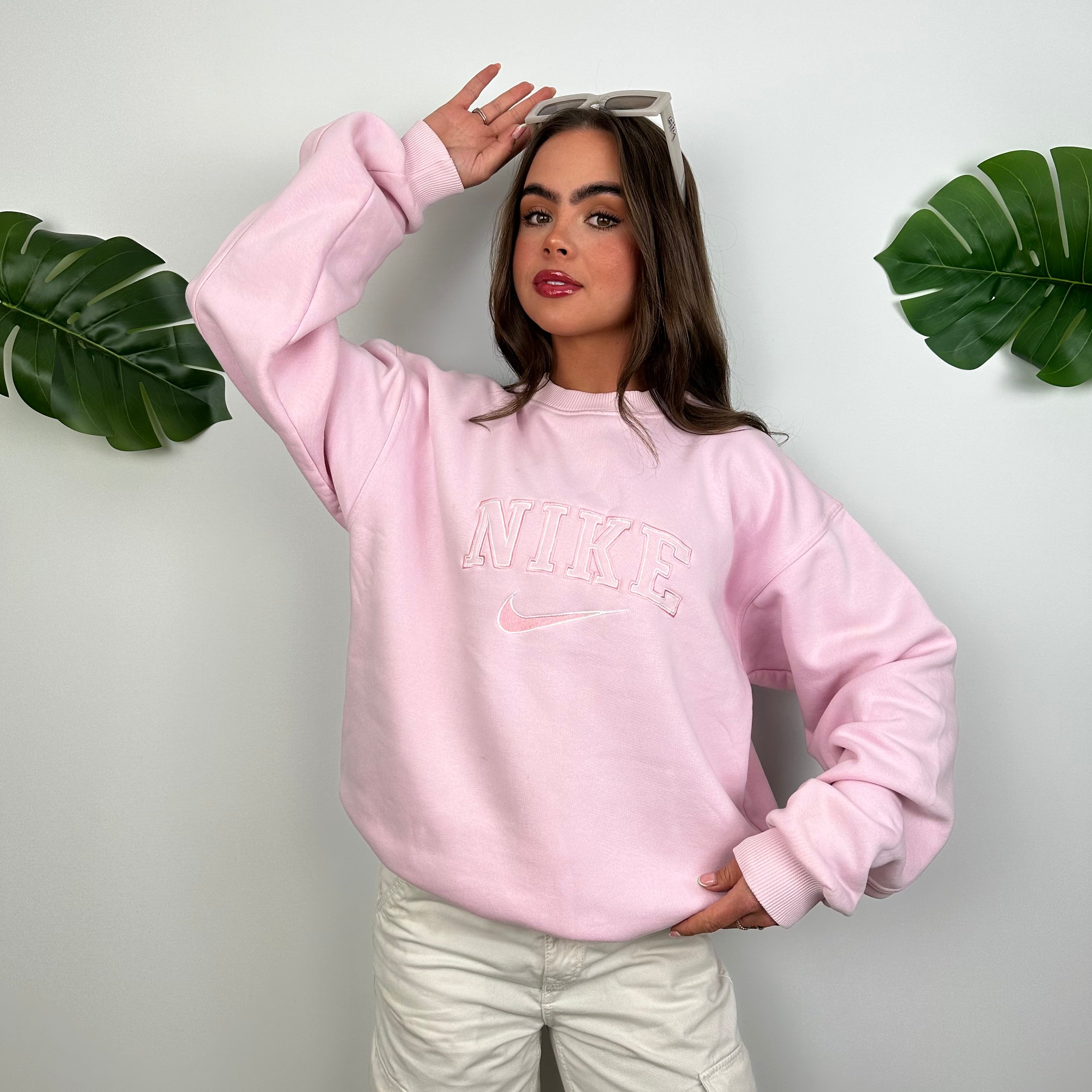 Nike Baby Pink Embroidered Spell Out Sweatshirt (M)