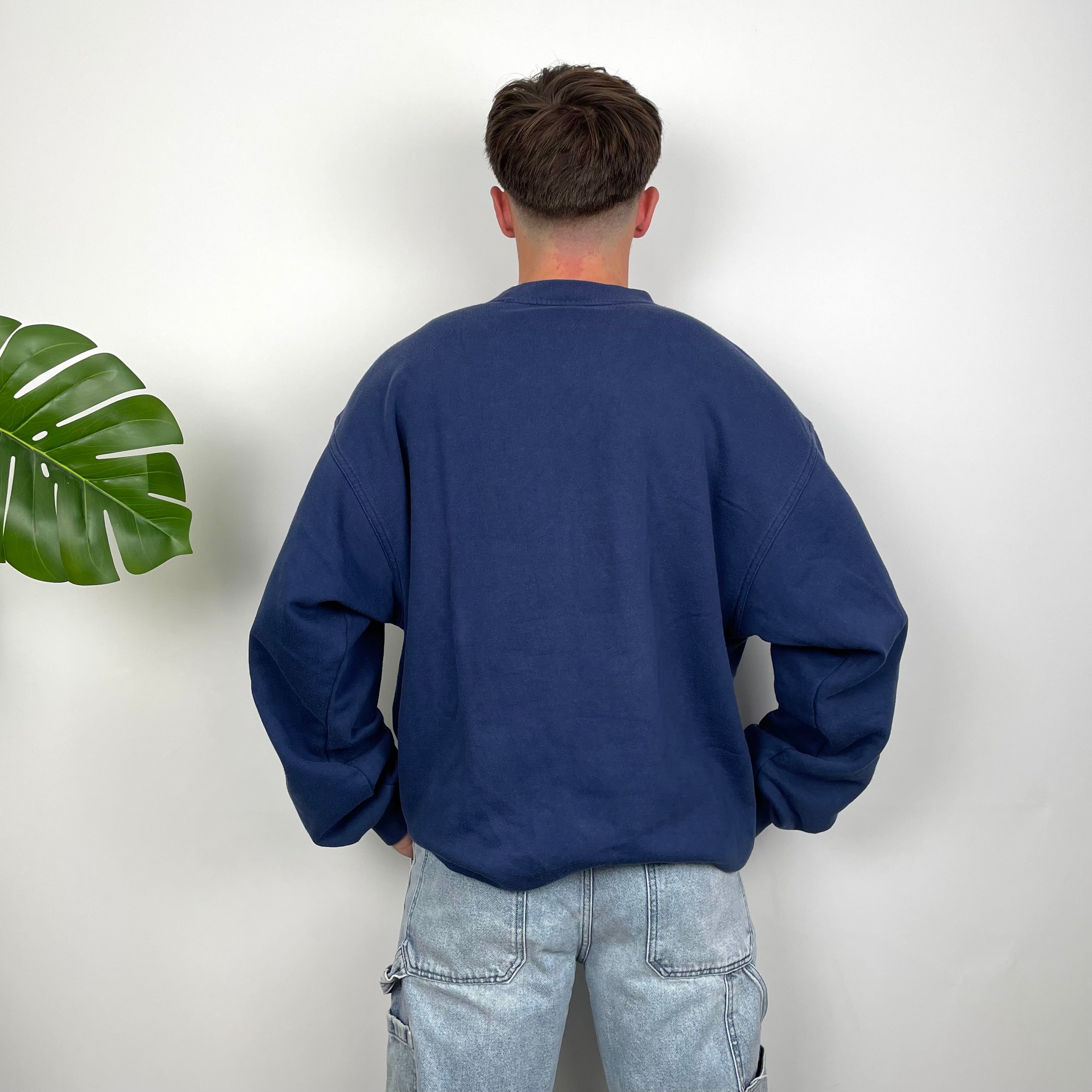 Adidas Navy Embroidered Spell Out Sweatshirt (XL)