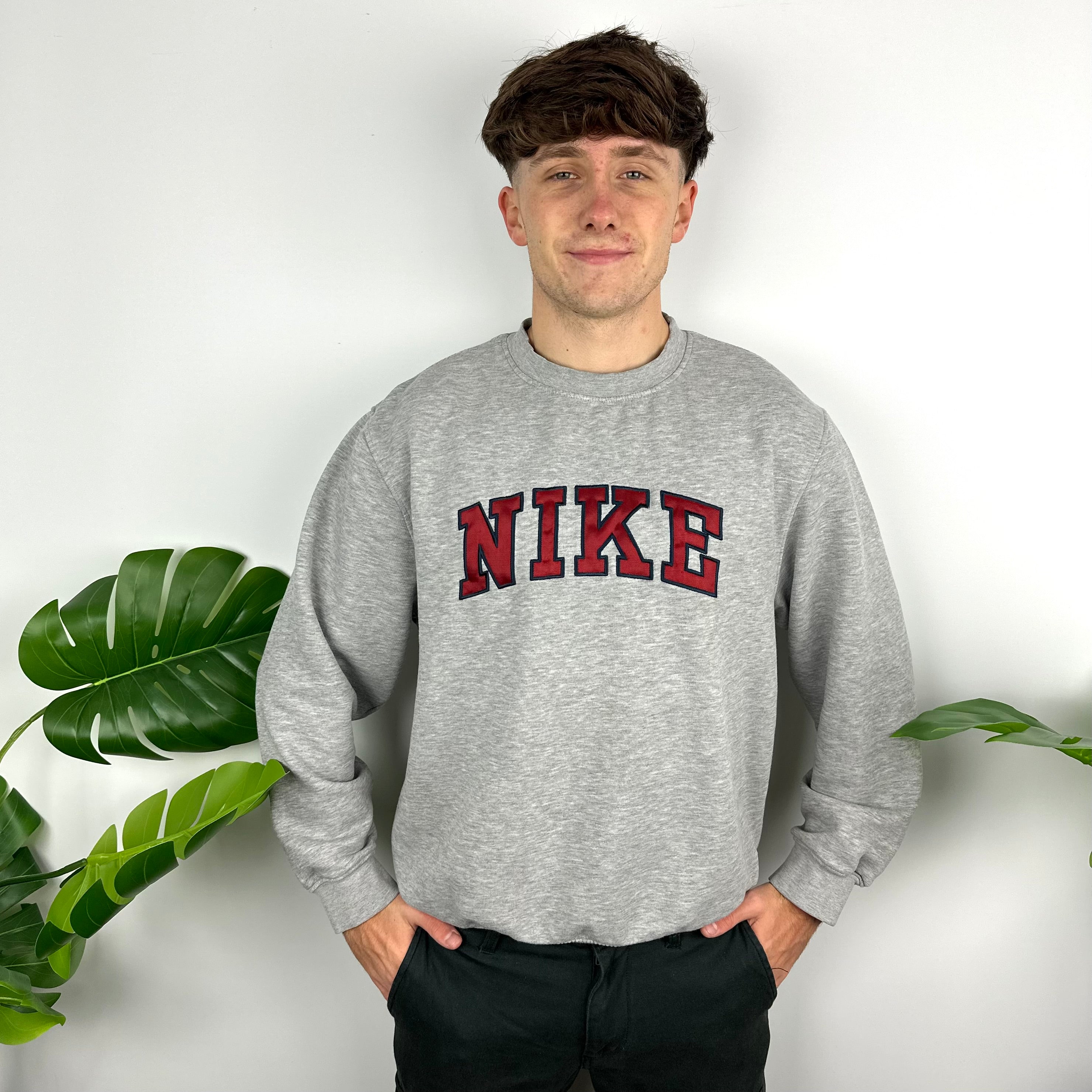 Nike Grey Embroidered Spell Out Sweatshirt (M)