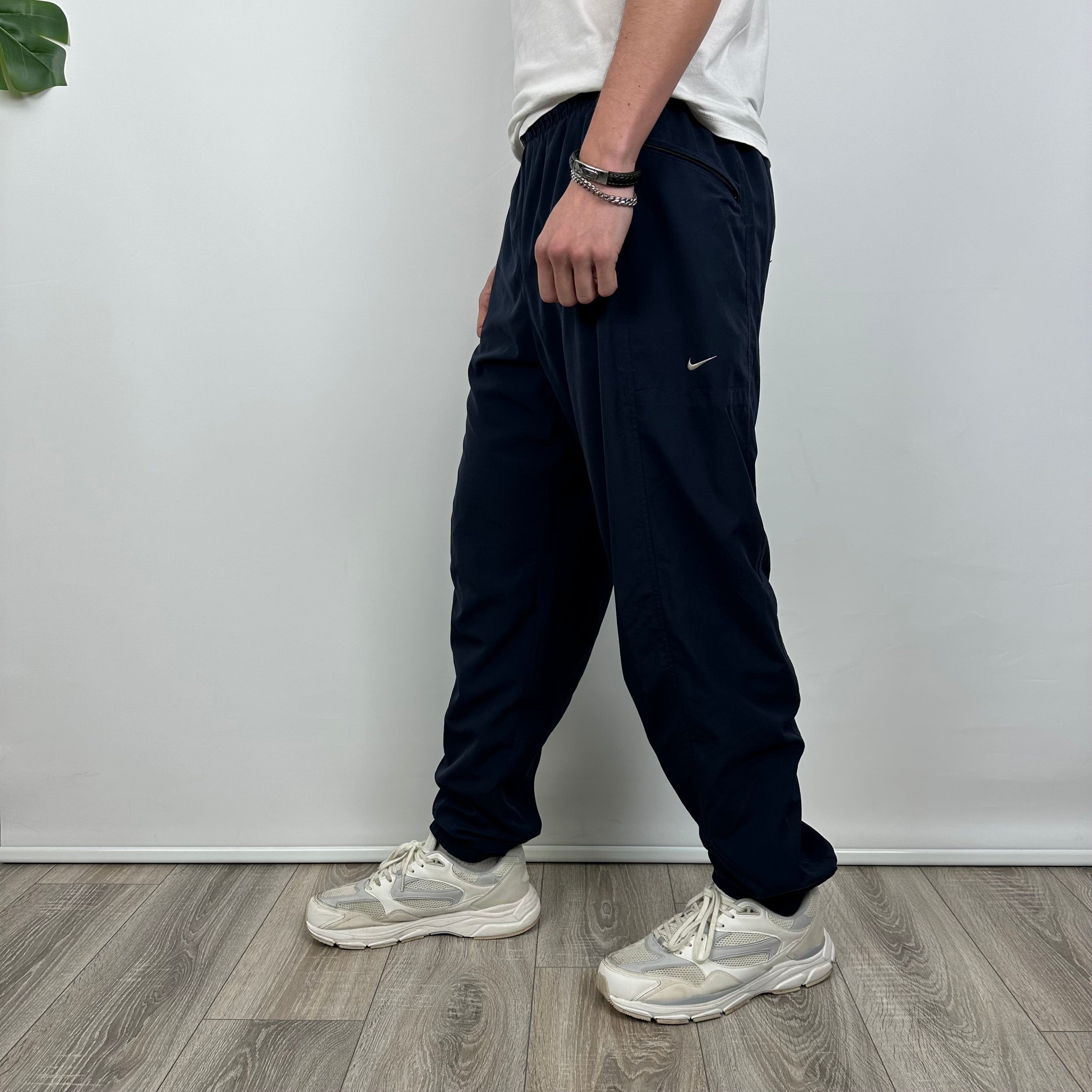 Nike Navy Embroidered Swoosh Track Pants (M)