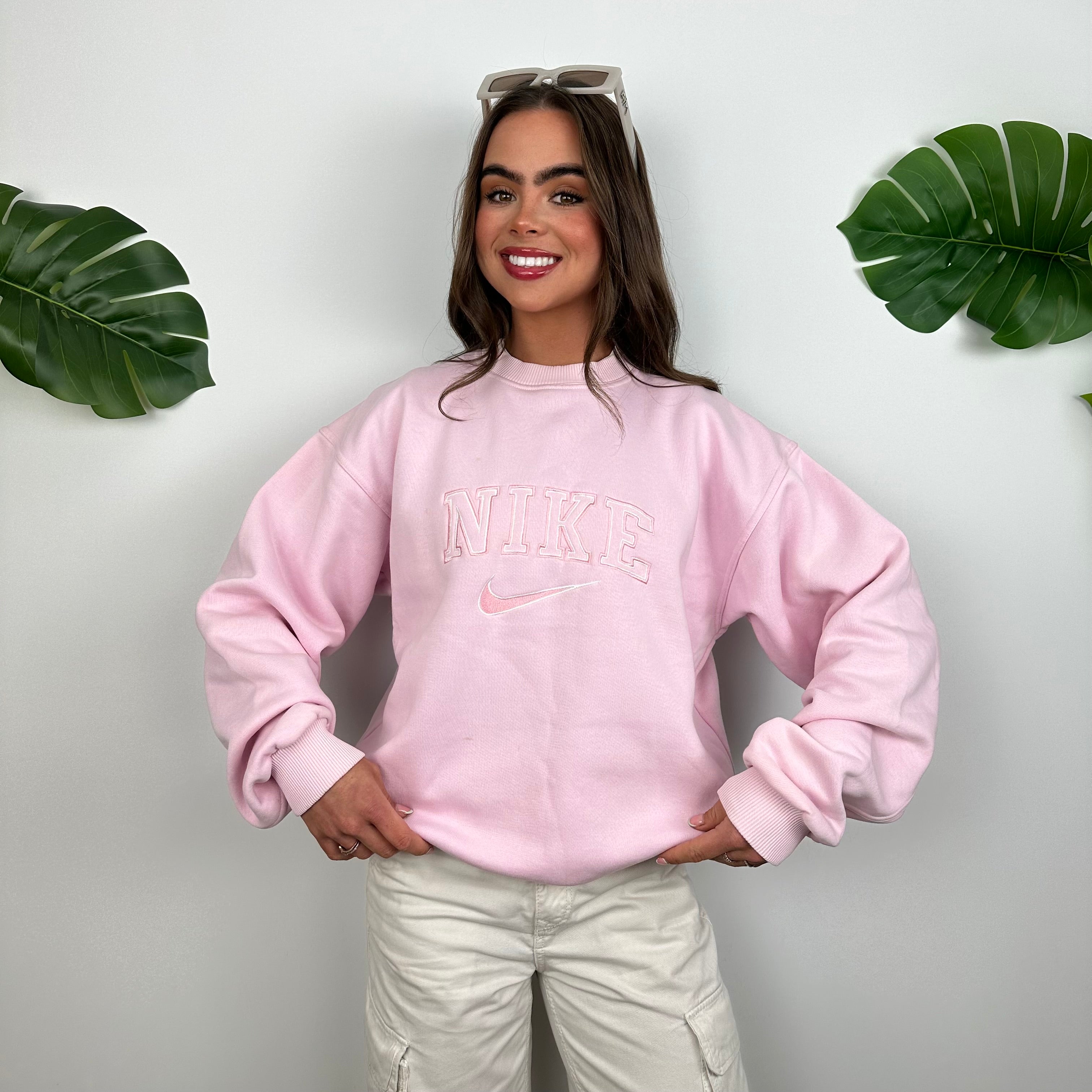 Nike Baby Pink Embroidered Spell Out Sweatshirt (M)