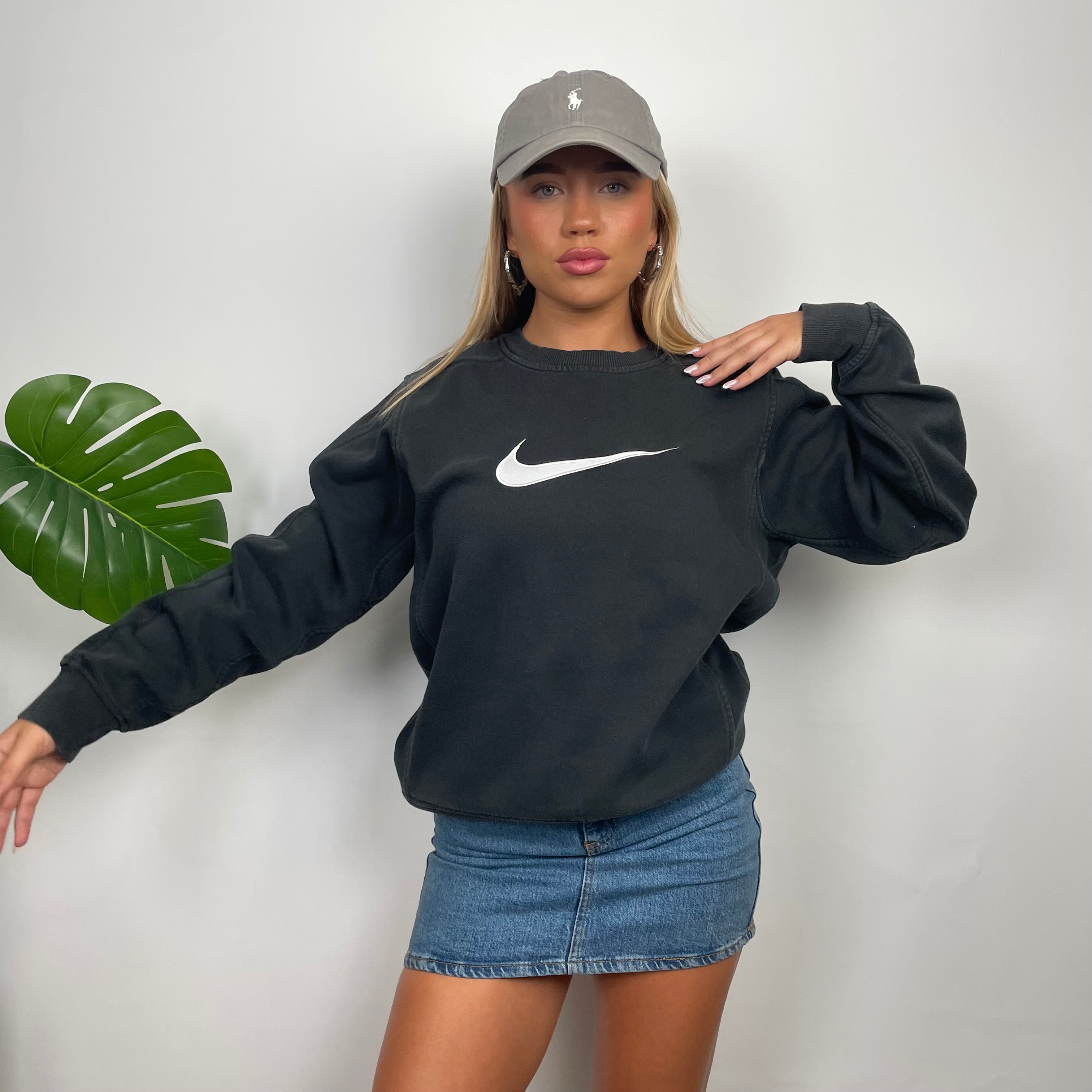 Nike Black Embroidered Swoosh Sweatshirt (S)