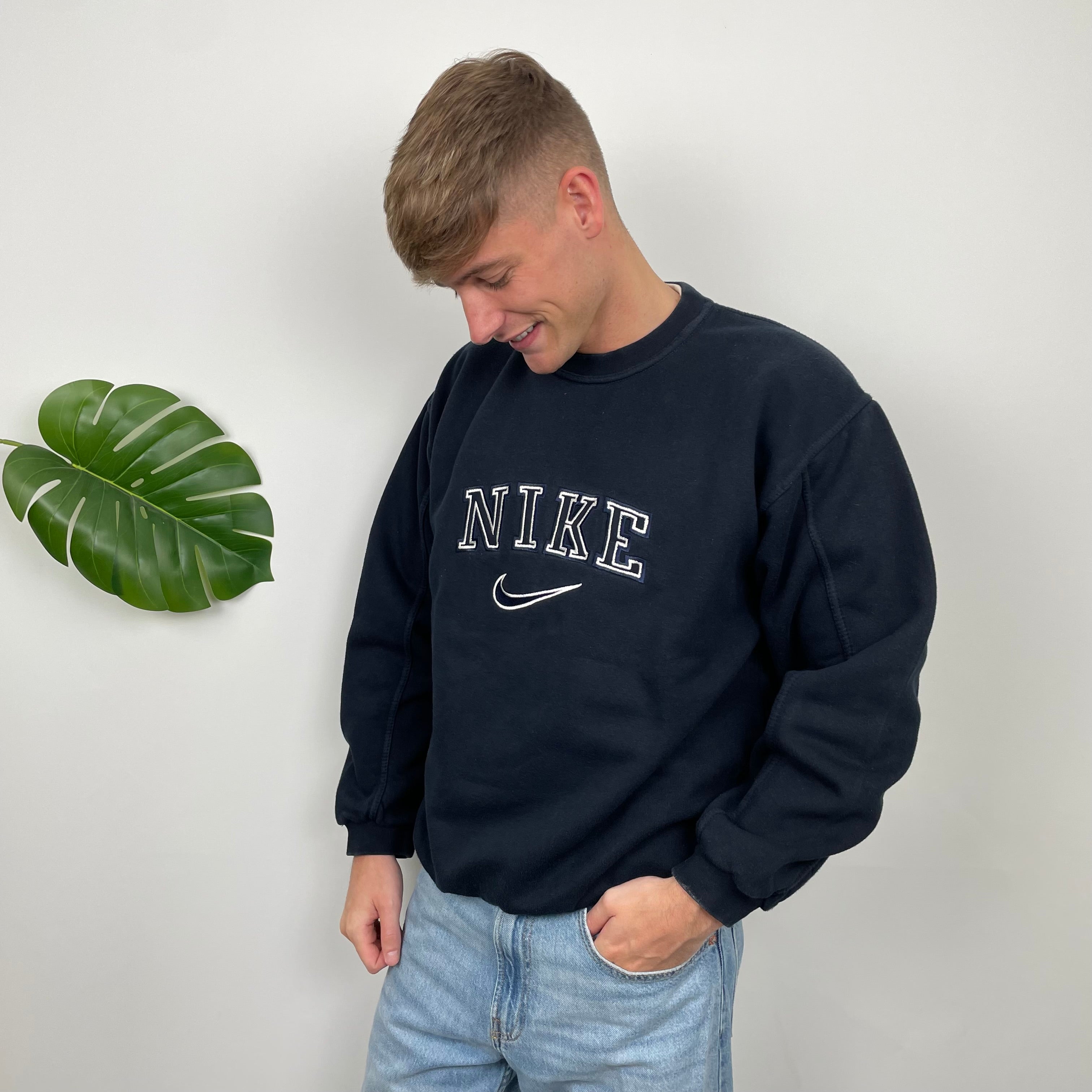 Nike Navy Embroidered Spell Out Sweatshirt (XL)