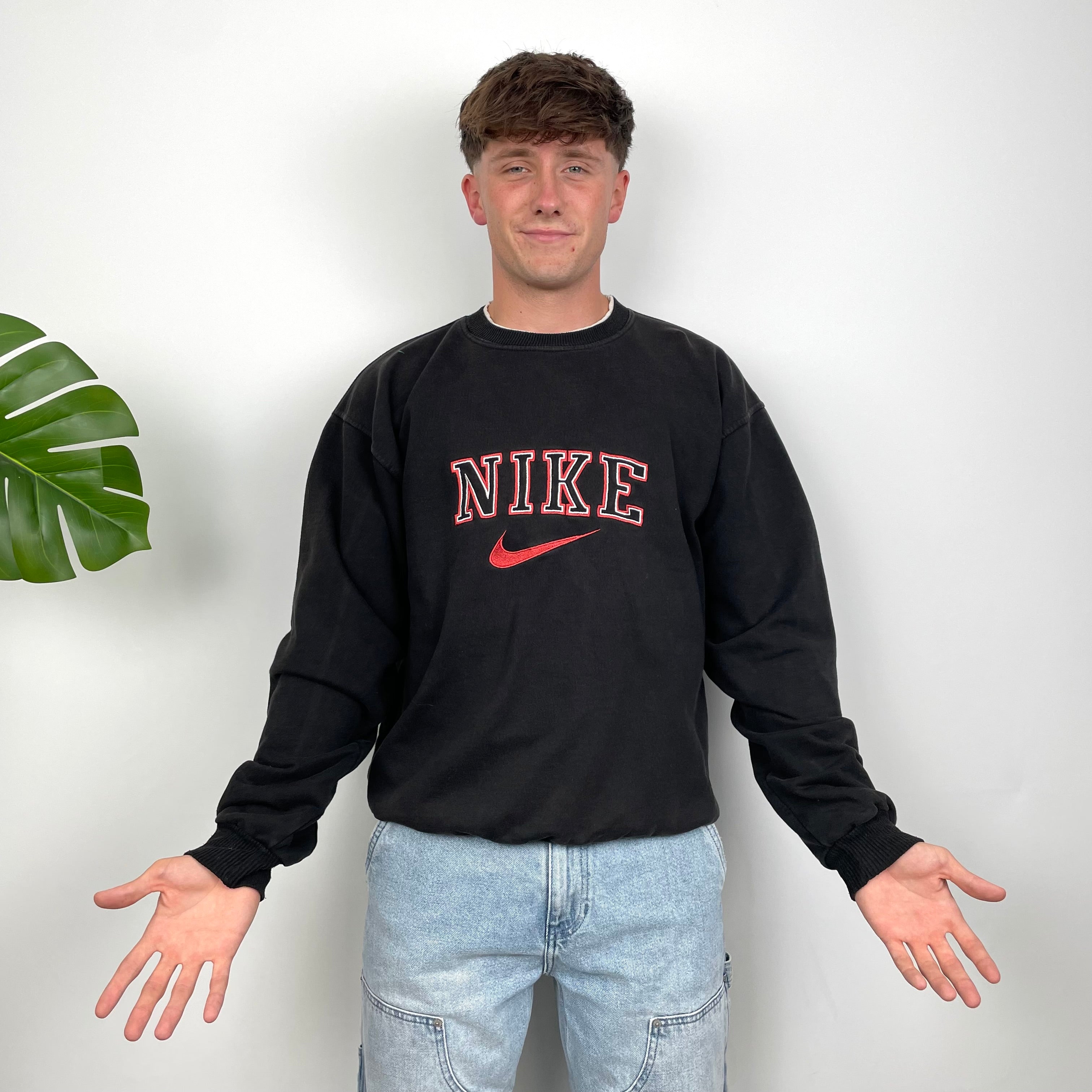 Nike Black Embroidered Spell Out Sweatshirt (L)