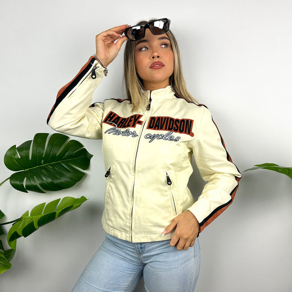 Harley Davidson Cream Embroidered Spell Out Jacket (S)