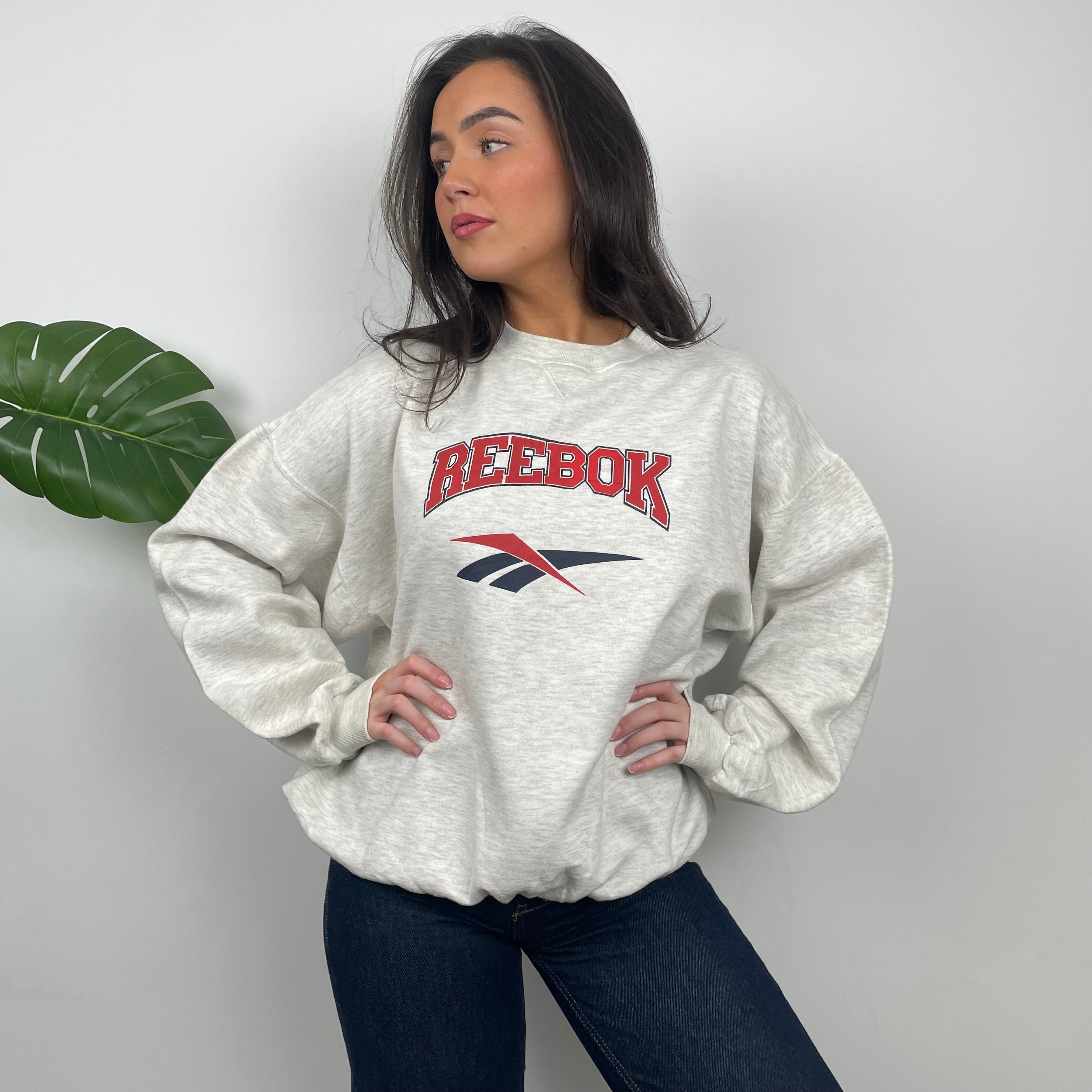 Reebok Grey Embroidered Spell Out Sweatshirt (L)