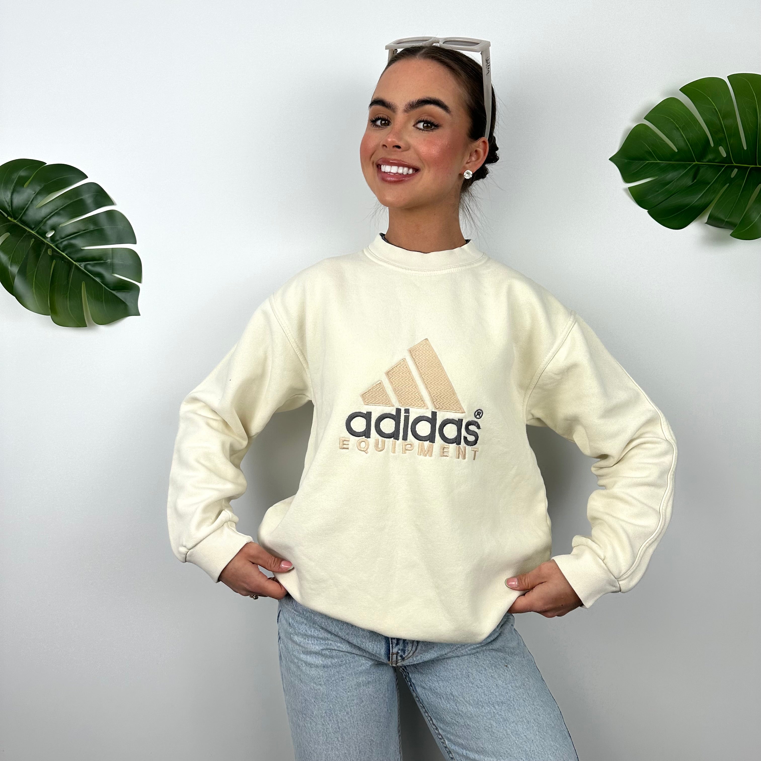 Adidas Equipment RARE Cream Embroidered Spell Out Sweatshirt (M)