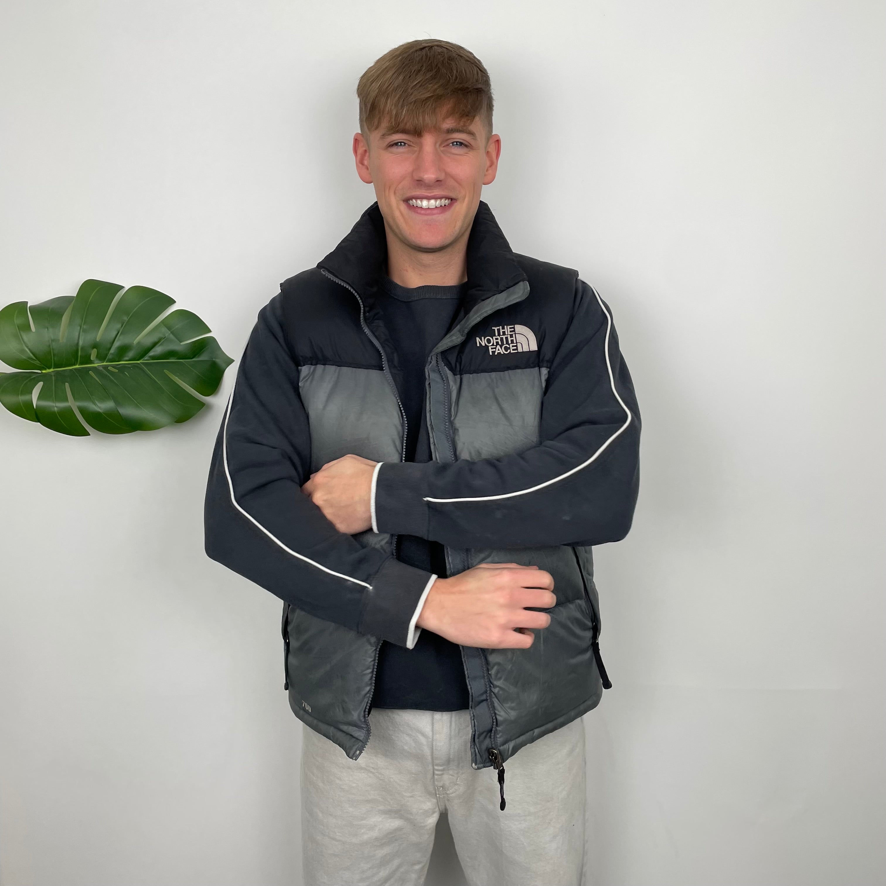 The North Face Grey Nuptse 700 Puffer Gilet (M)