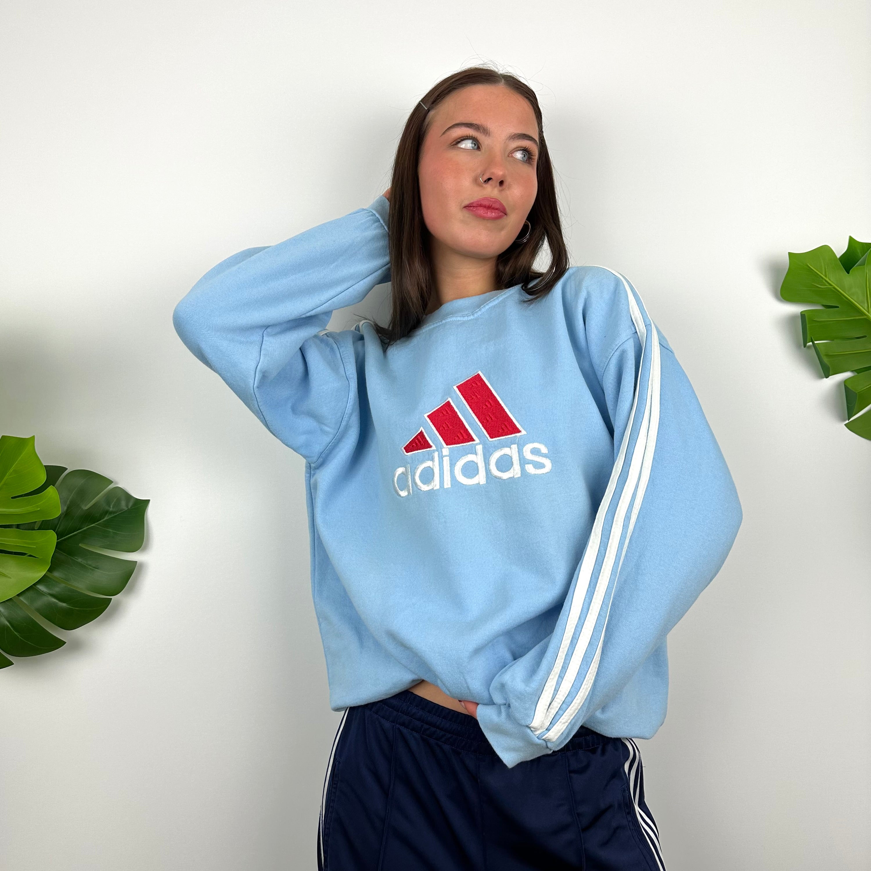 Adidas Equipment RARE Baby Blue Embroidered Spell Out Sweatshirt (M)