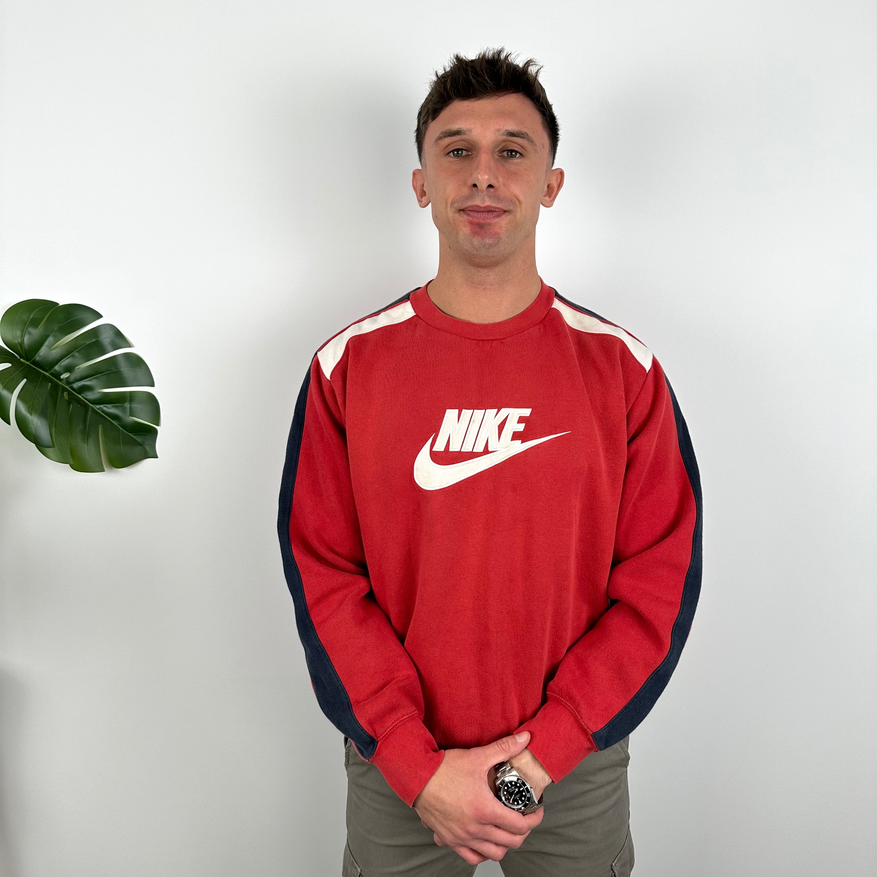 Nike Red Embroidered Spell Out Sweatshirt (M)