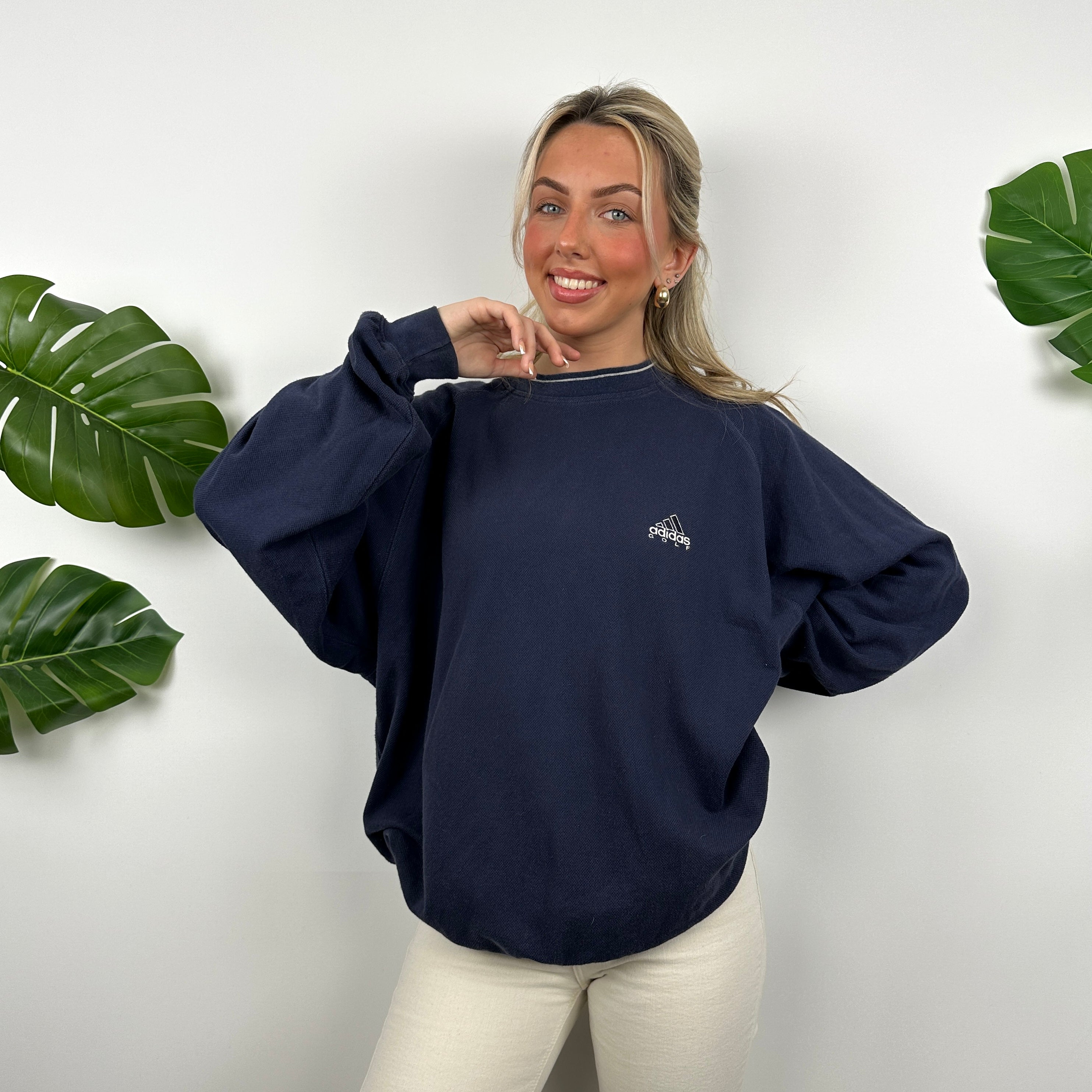 Adidas Golf Navy Embroidered Spell Out Sweatshirt (L)