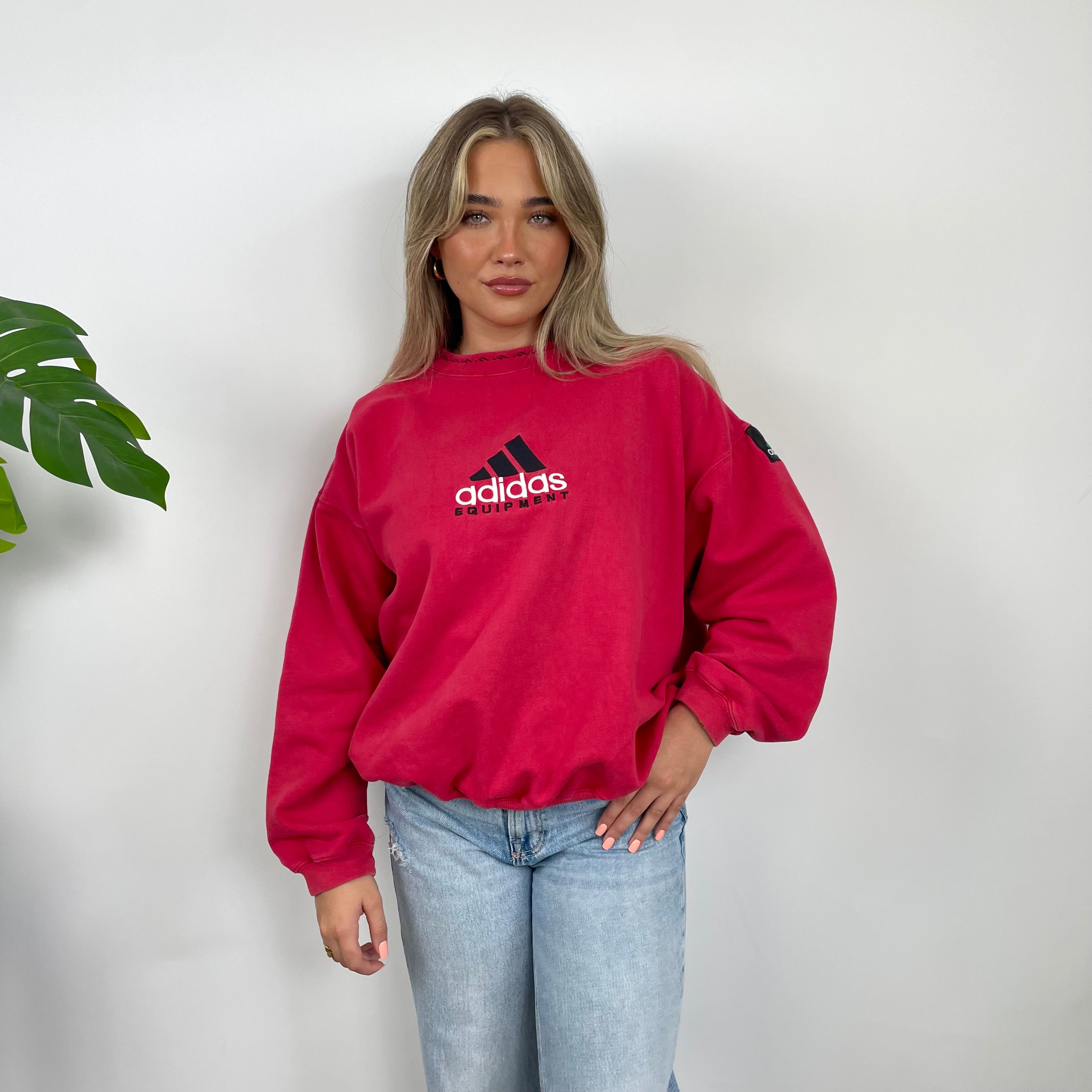 Adidas Equipment RARE Red Embroidered Spell Out Sweatshirt (S)