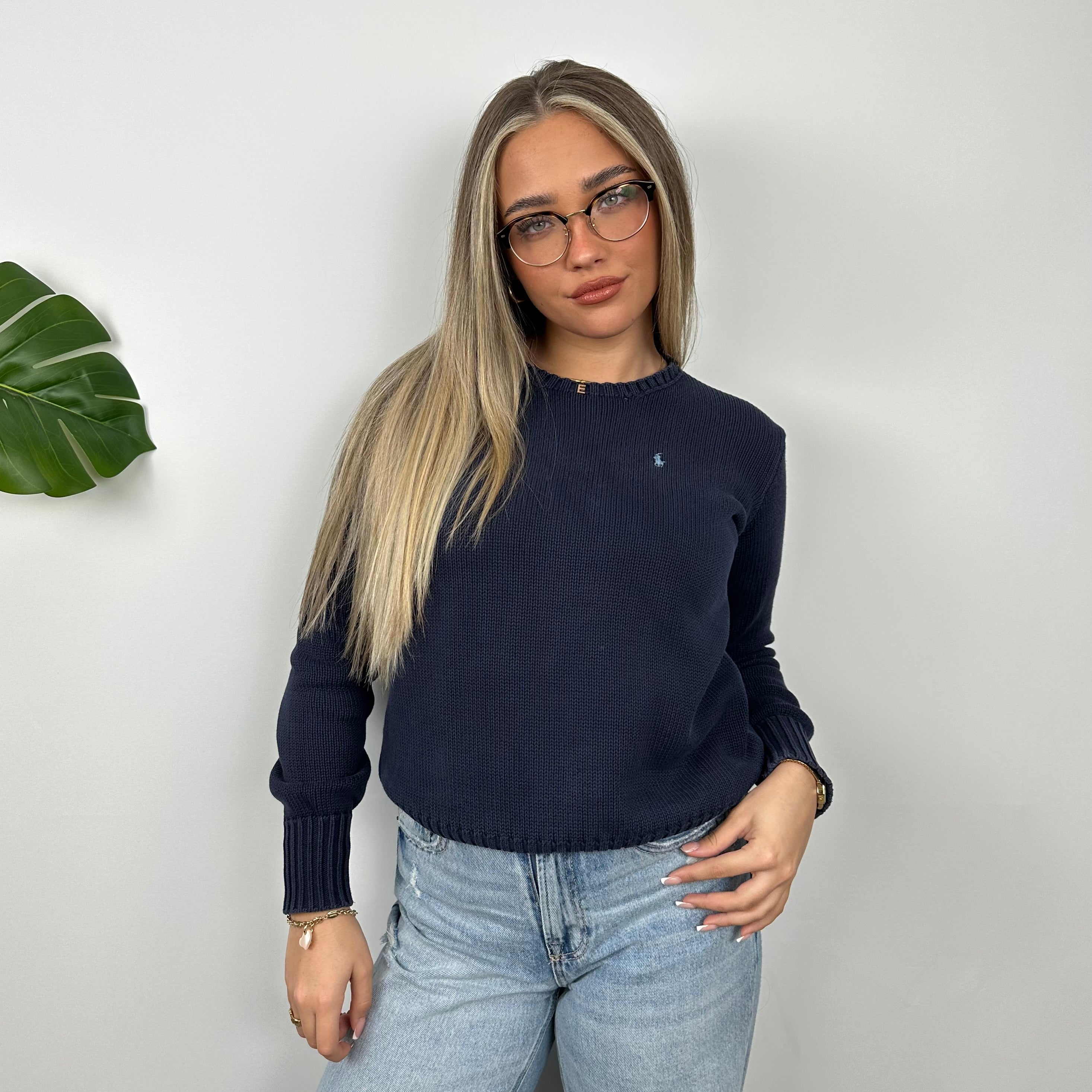 Polo Ralph Lauren Navy Embroidered Logo Knitted Sweater (S)