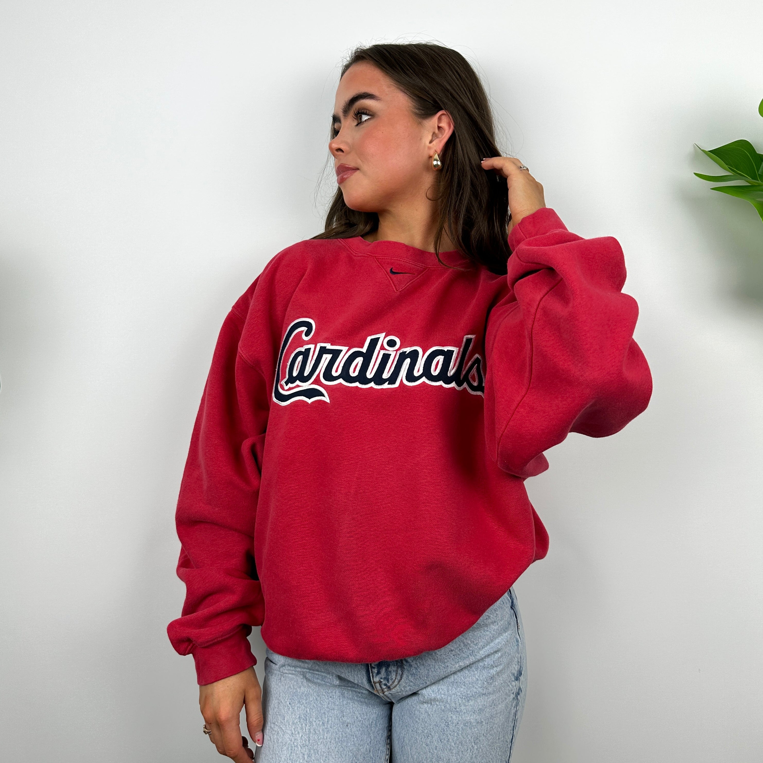 Nike x Cardinals Red Embroidered Spell Out Sweatshirt