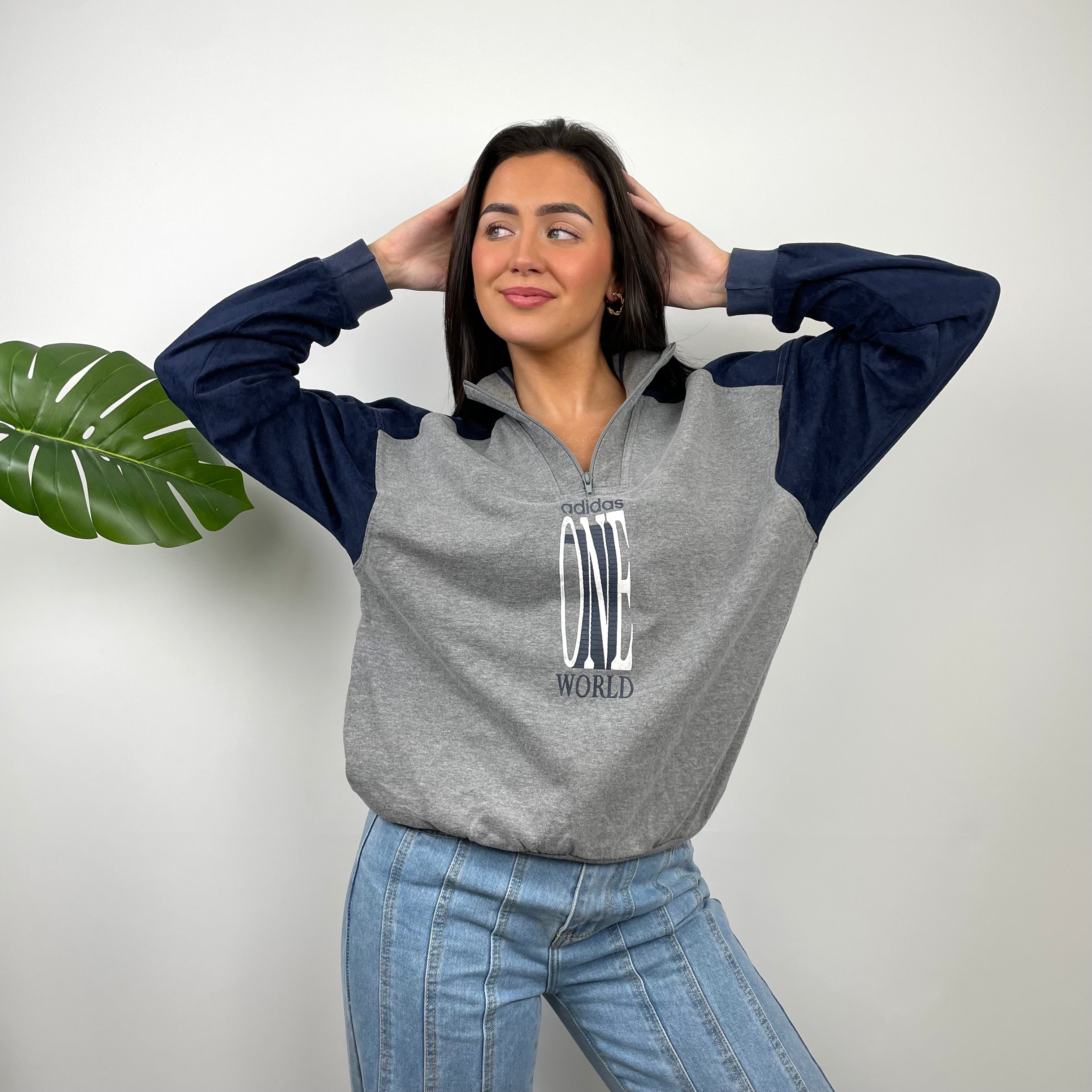 Adidas One World RARE Spell Out Quarter Zip Sweatshirt (M)