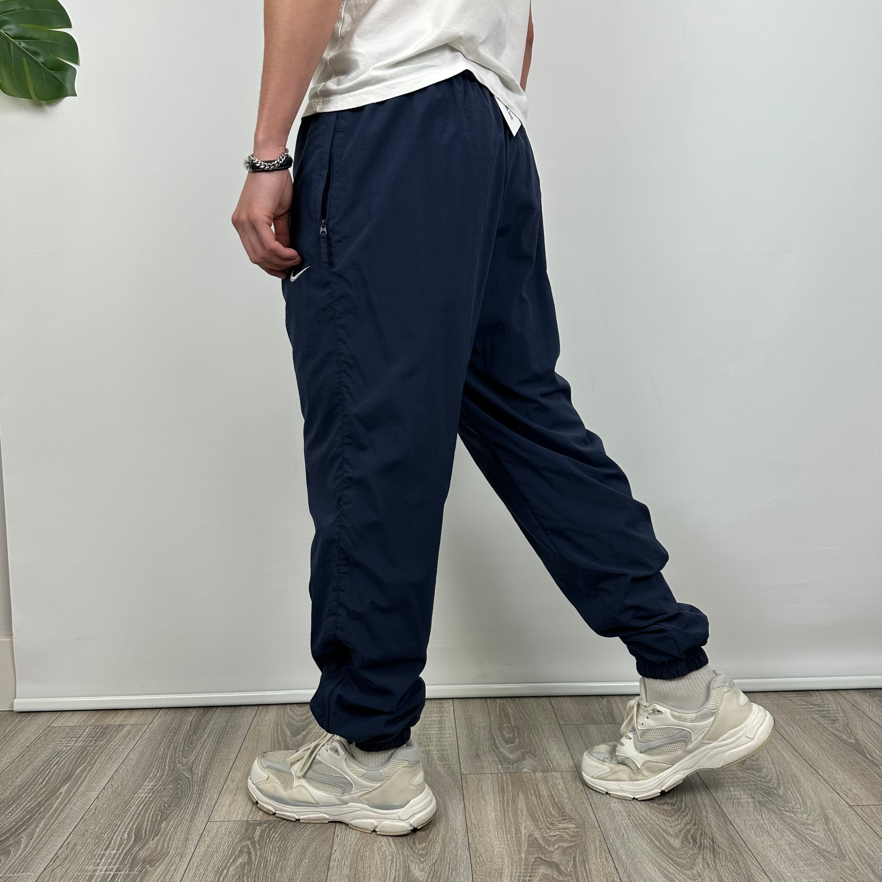 Nike Navy Embroidered Swoosh Track Pants (L)