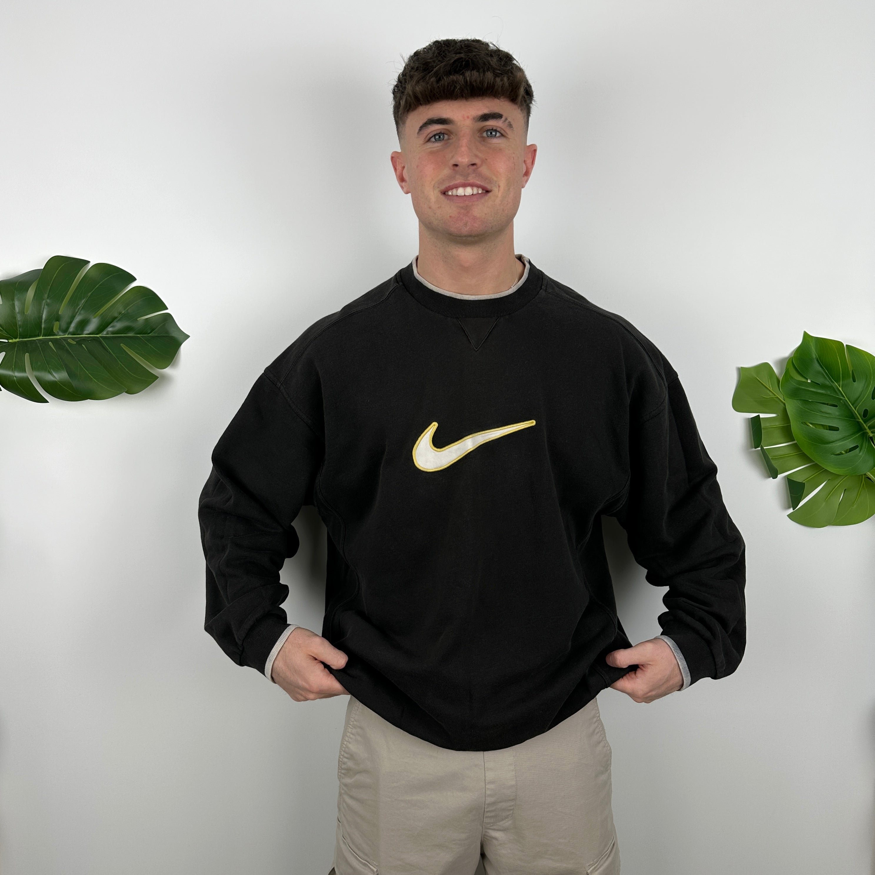 Nike Black Embroidered Swoosh Sweatshirt (XL)