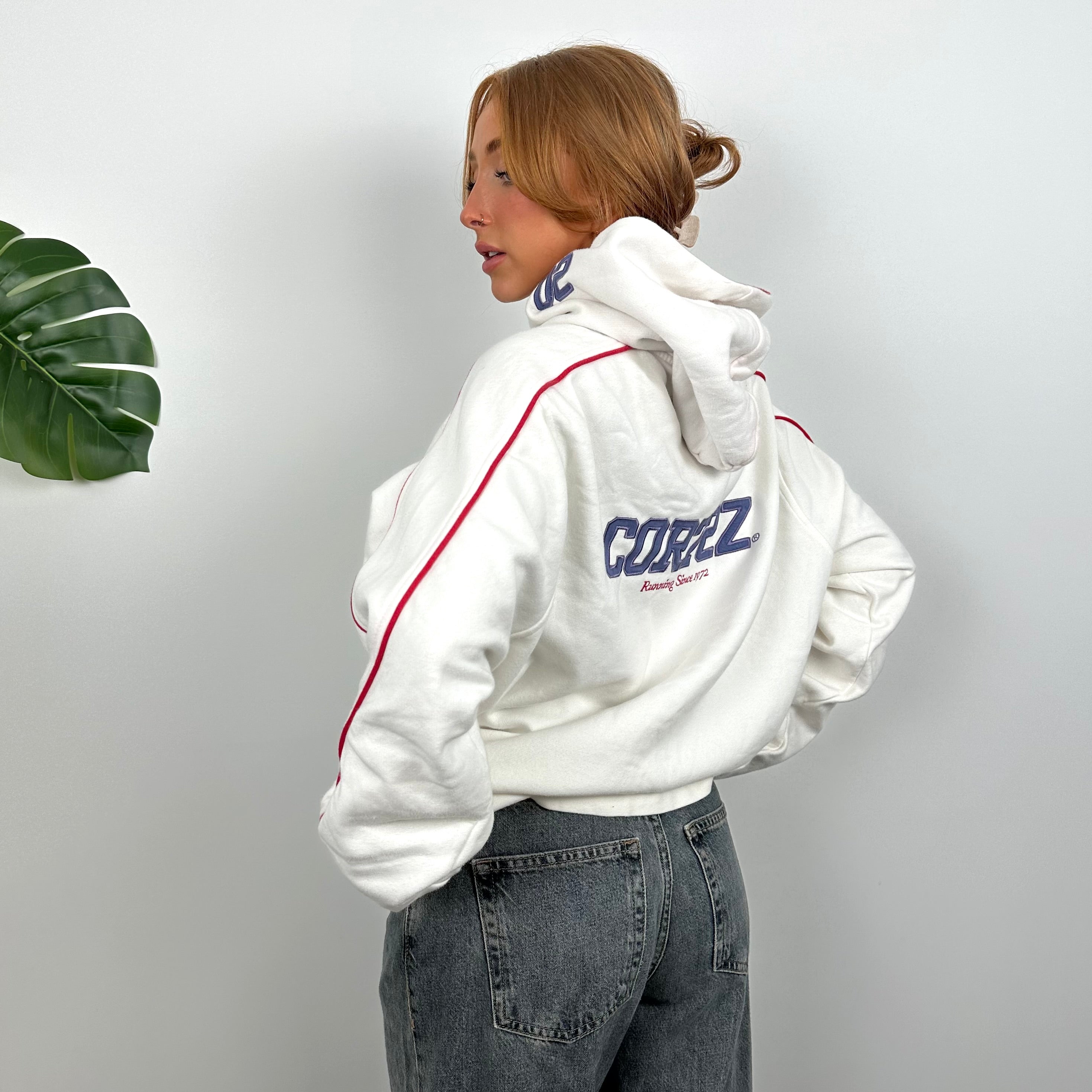 Nike Cortez White Embroidered Spell Out Hoodie (L)