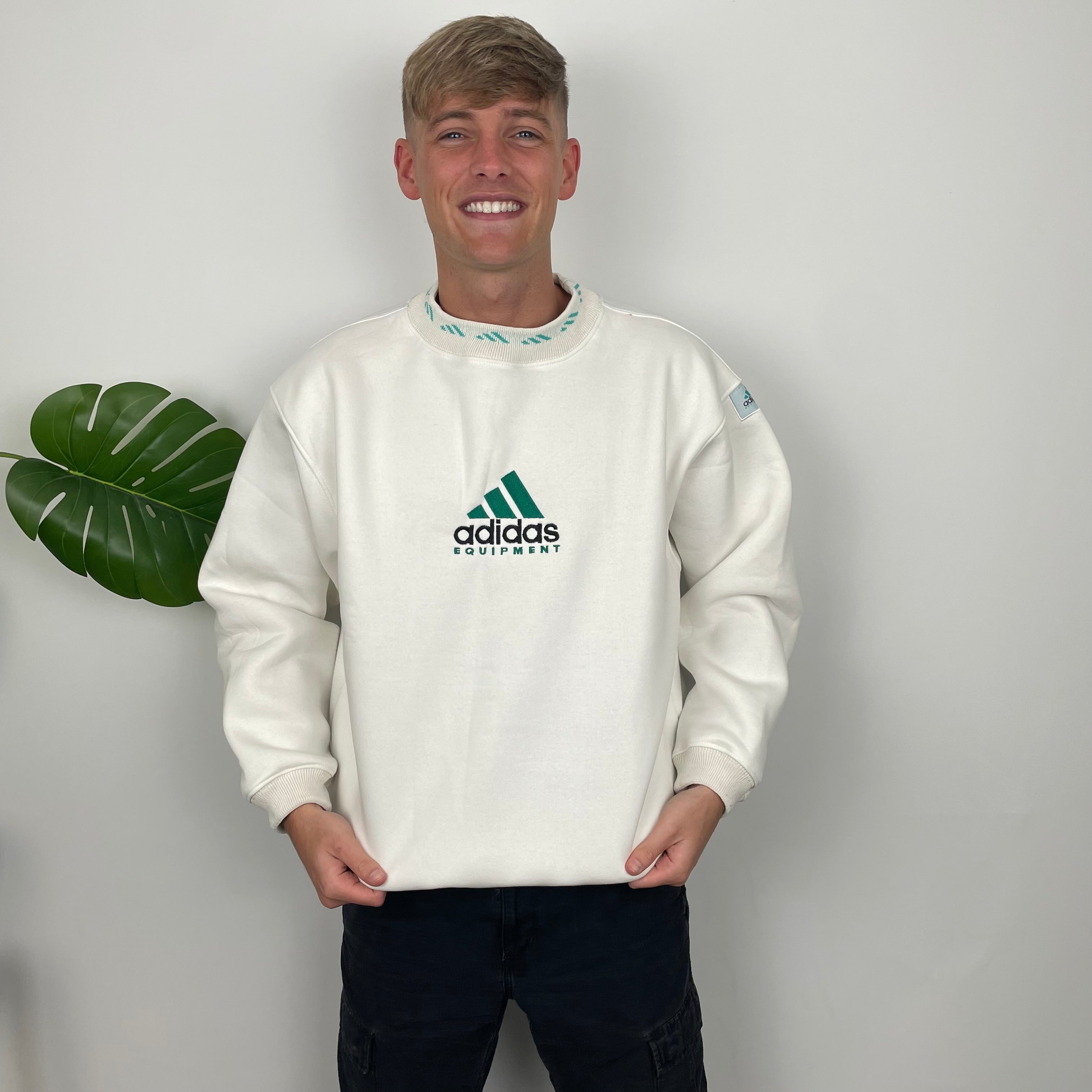 Adidas Equipment White Embroidered Spell Out Sweatshirt (S)