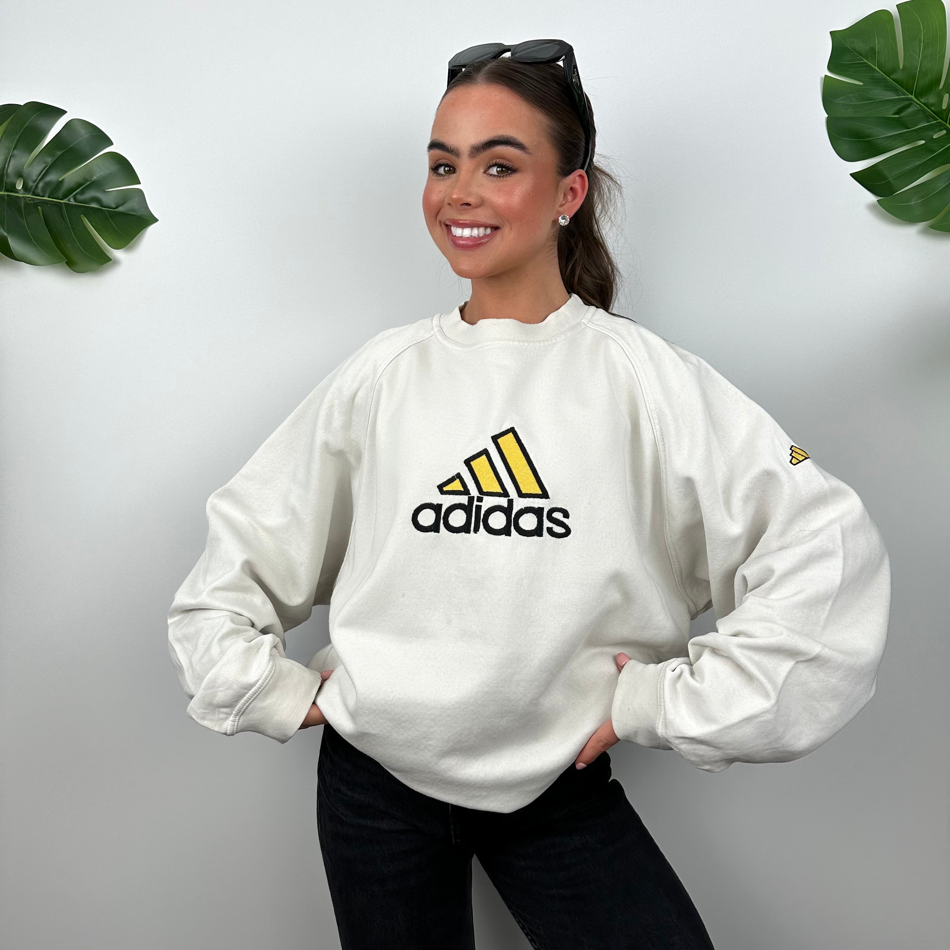 Adidas RARE White Embroidered Spell Out Sweatshirt (M)